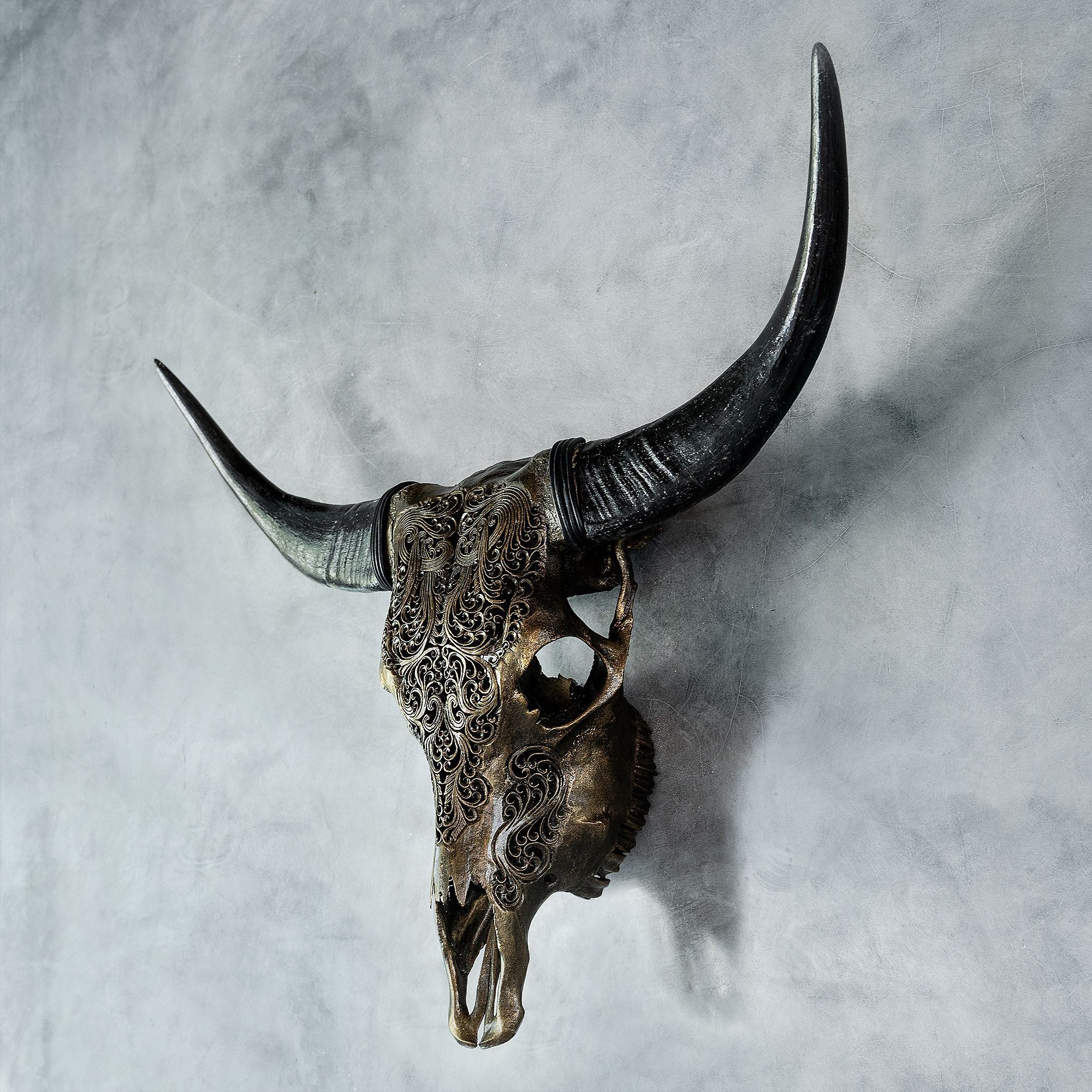 Carved Cow Skulls