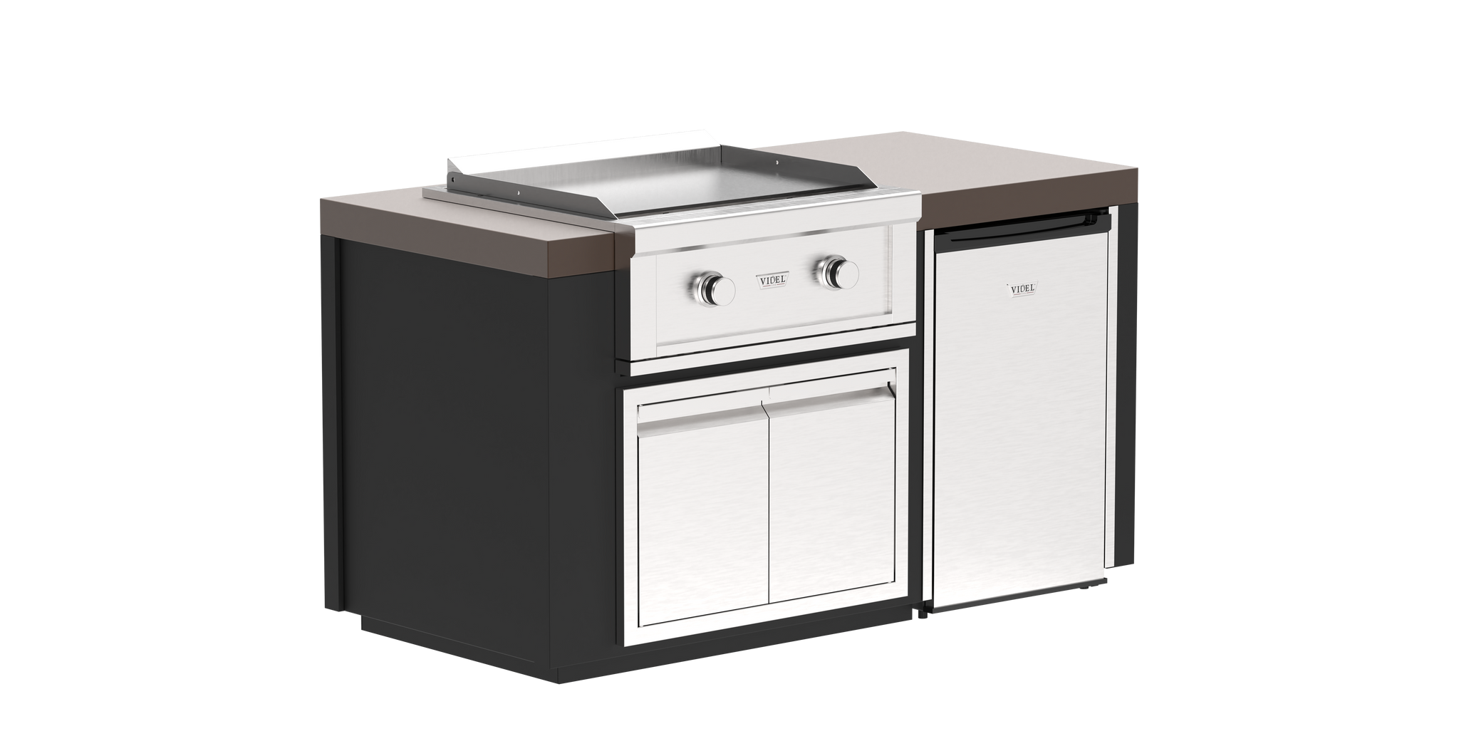 64" - Luxe Griddle - Complete BBQ Island - Powder Coated - Includes Gran
Plancha I - Videl (2) Burner 30" Griddle & 4.5 Cu Ft Fridge