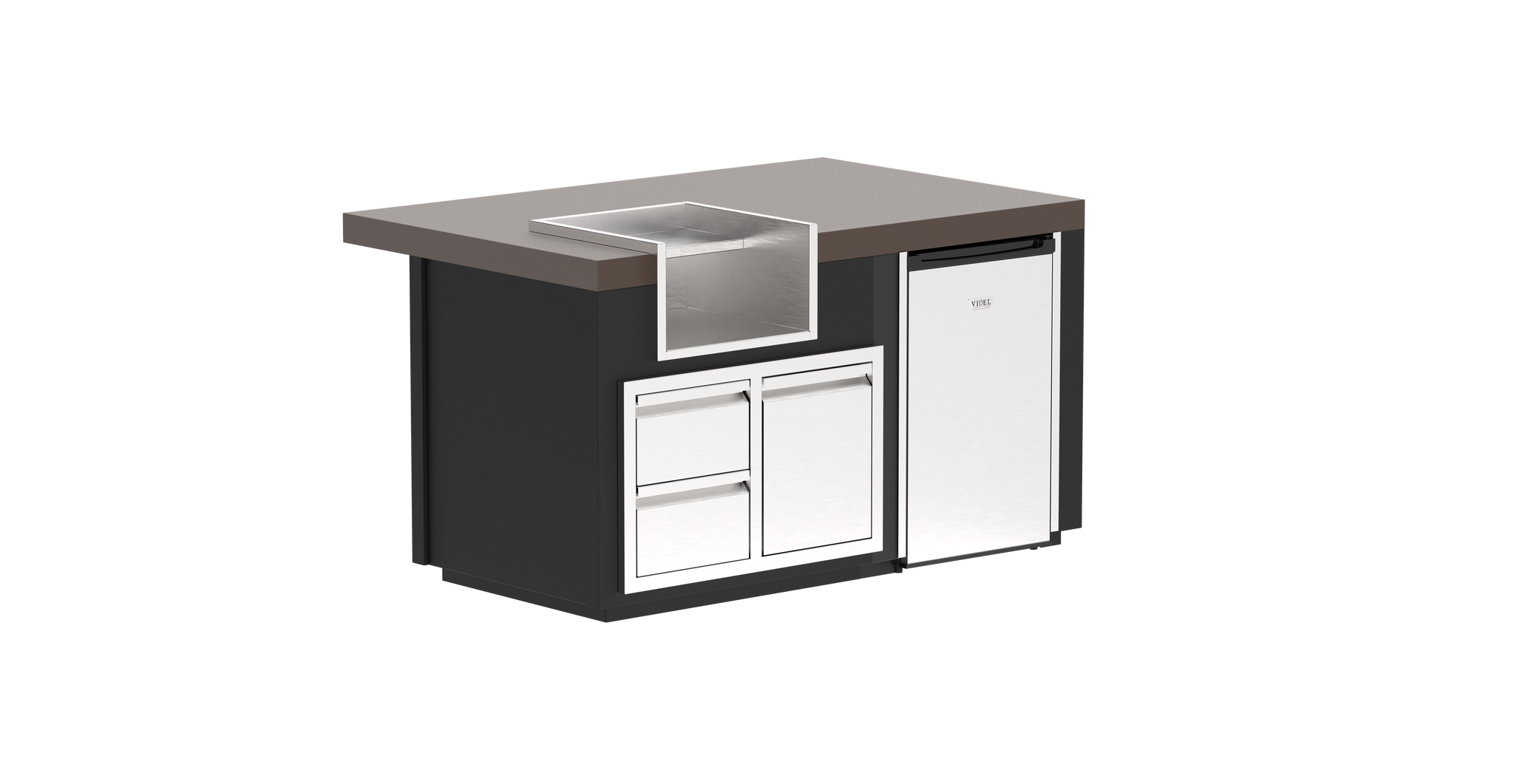 64" - Luxe - Complete BBQ Island - Powder Coated - Includes Beverage
Margarita Center & 4.5 Cu Ft Fridge