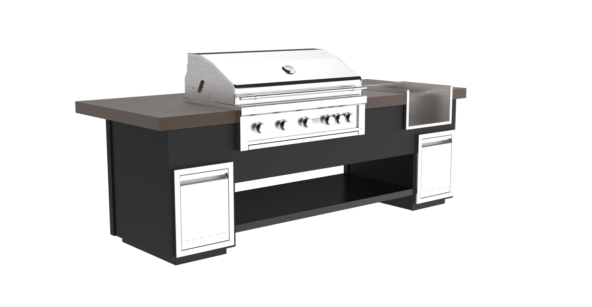 108" Maestro - Complete BBQ Island - Powder Coat - Includes Gran Fuego 42"
BBQ Grill (5) Burner - Includes Beverage Margarita Center