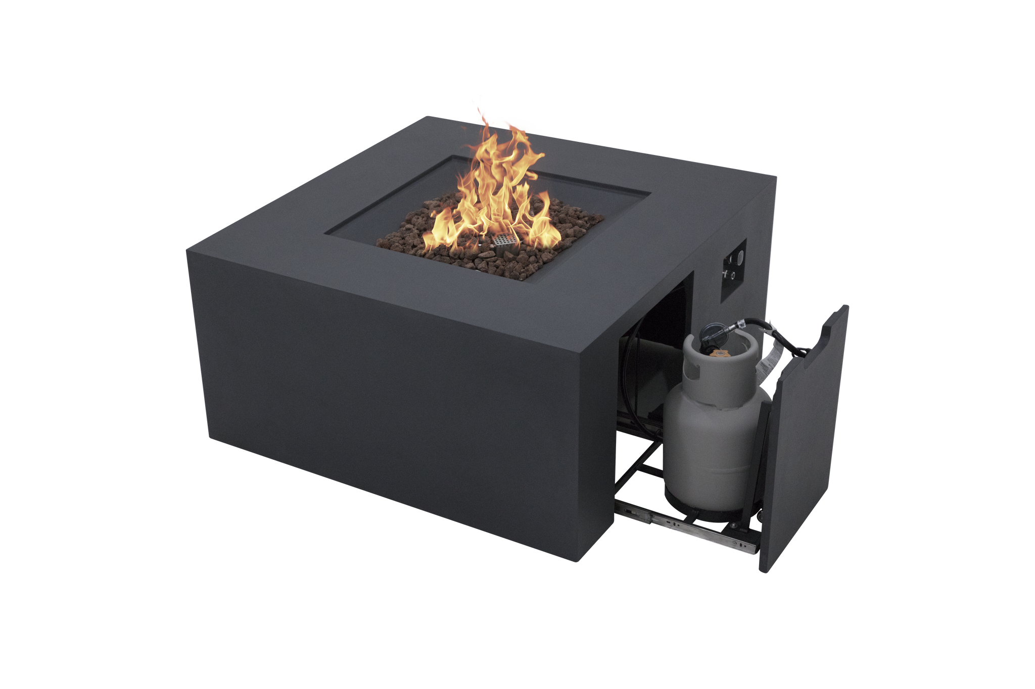 Rocky 43” Square Fire Table with Hidden Tank - Dark Gray