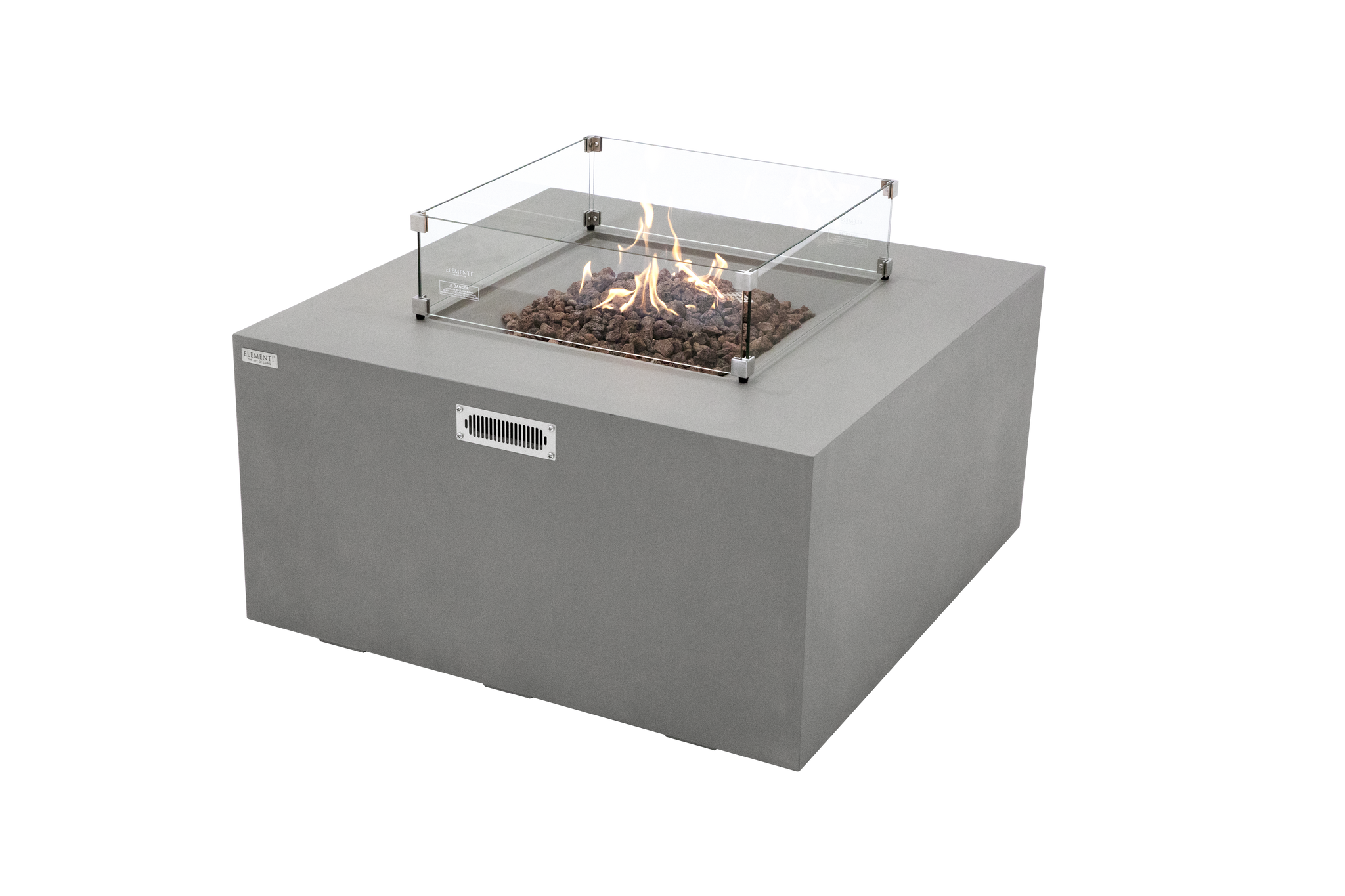 Rocky 43” Square Fire Table with Hidden Tank - Light Gray