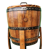 Barrel Cooler - Genuine Bourbon or Wine Barrel with Wheeled Casters
