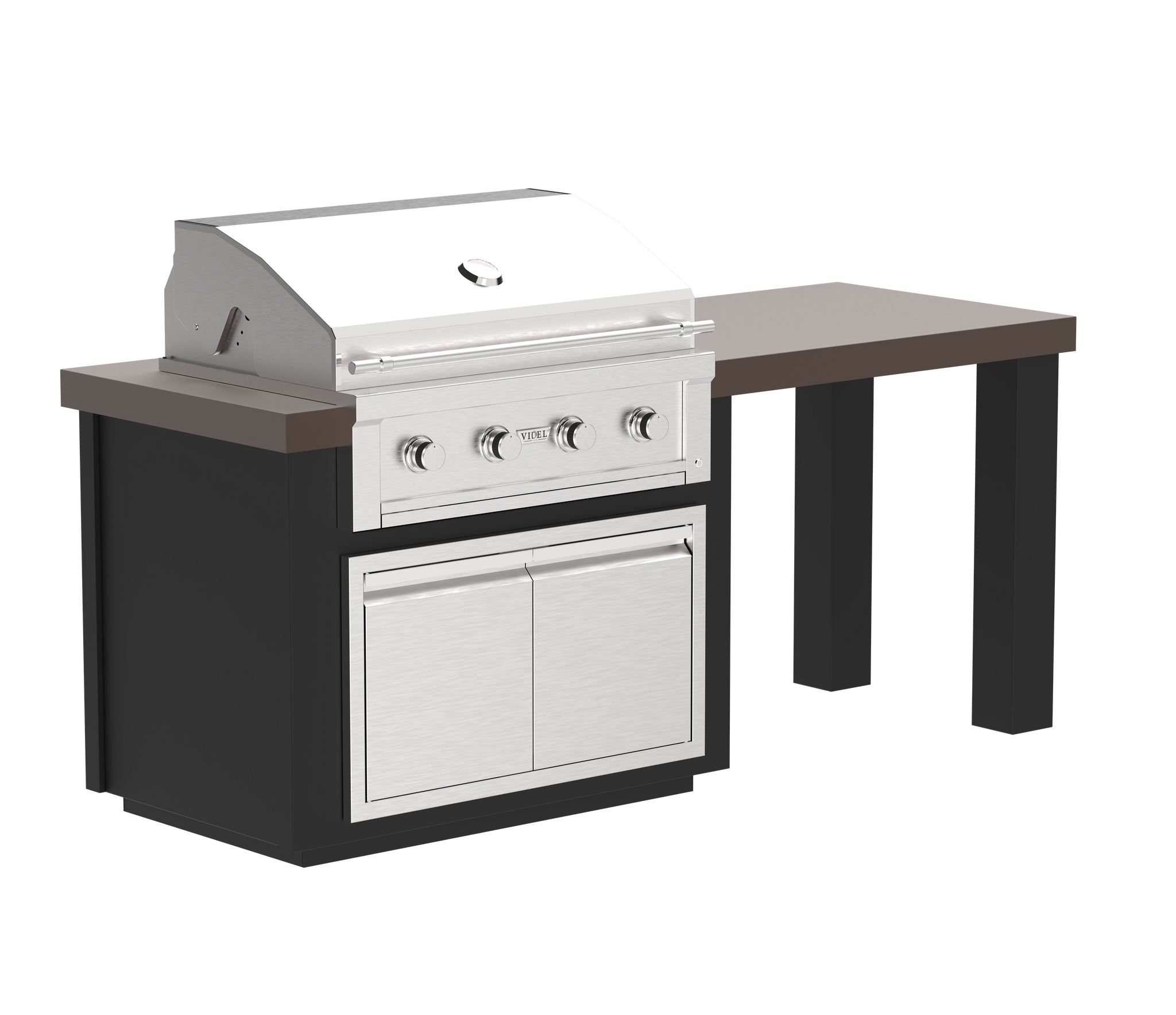 84" Alta - T - Complete BBQ Island With Side Table - Powder Coated - Includes
Gran Fuego 36" BBQ Grill (4) Burner