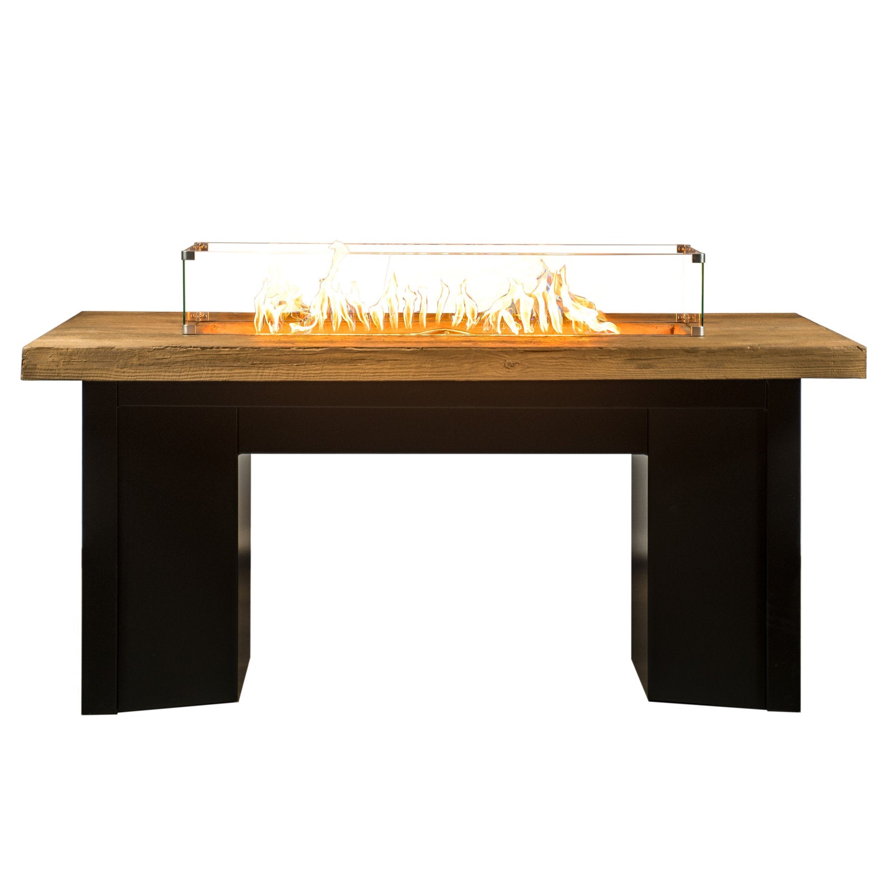 Alameda Fire Table - GFRC Wood Grain Top - With Chairs - 60"