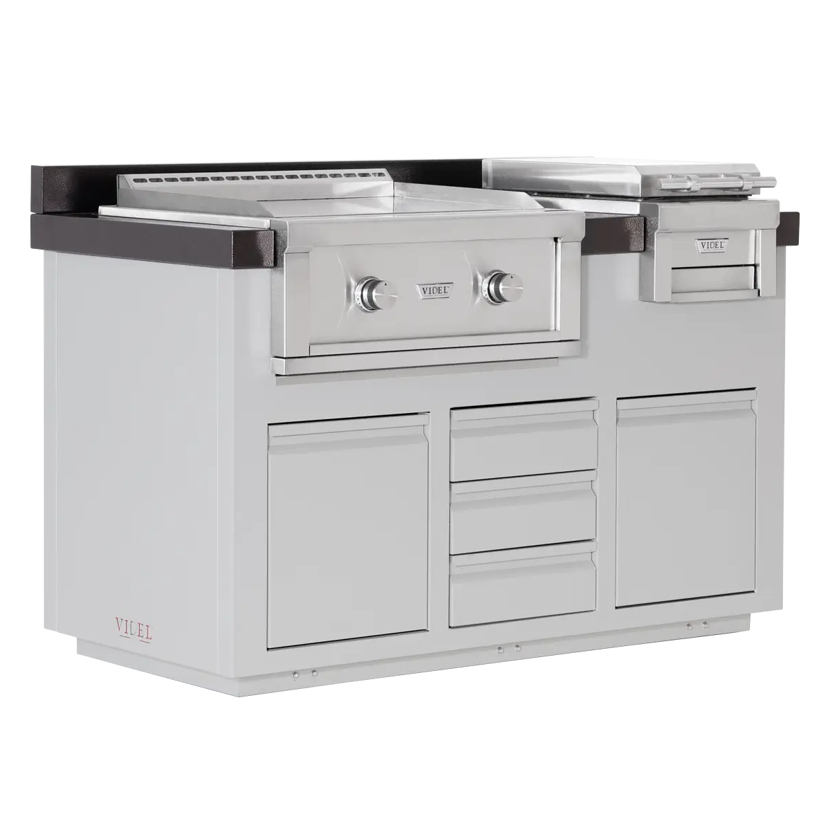 60" Alta - I (B) - Complete BBQ Island - Powder Coated - Includes Gran
Plancha & Fuego III - Food Warmer