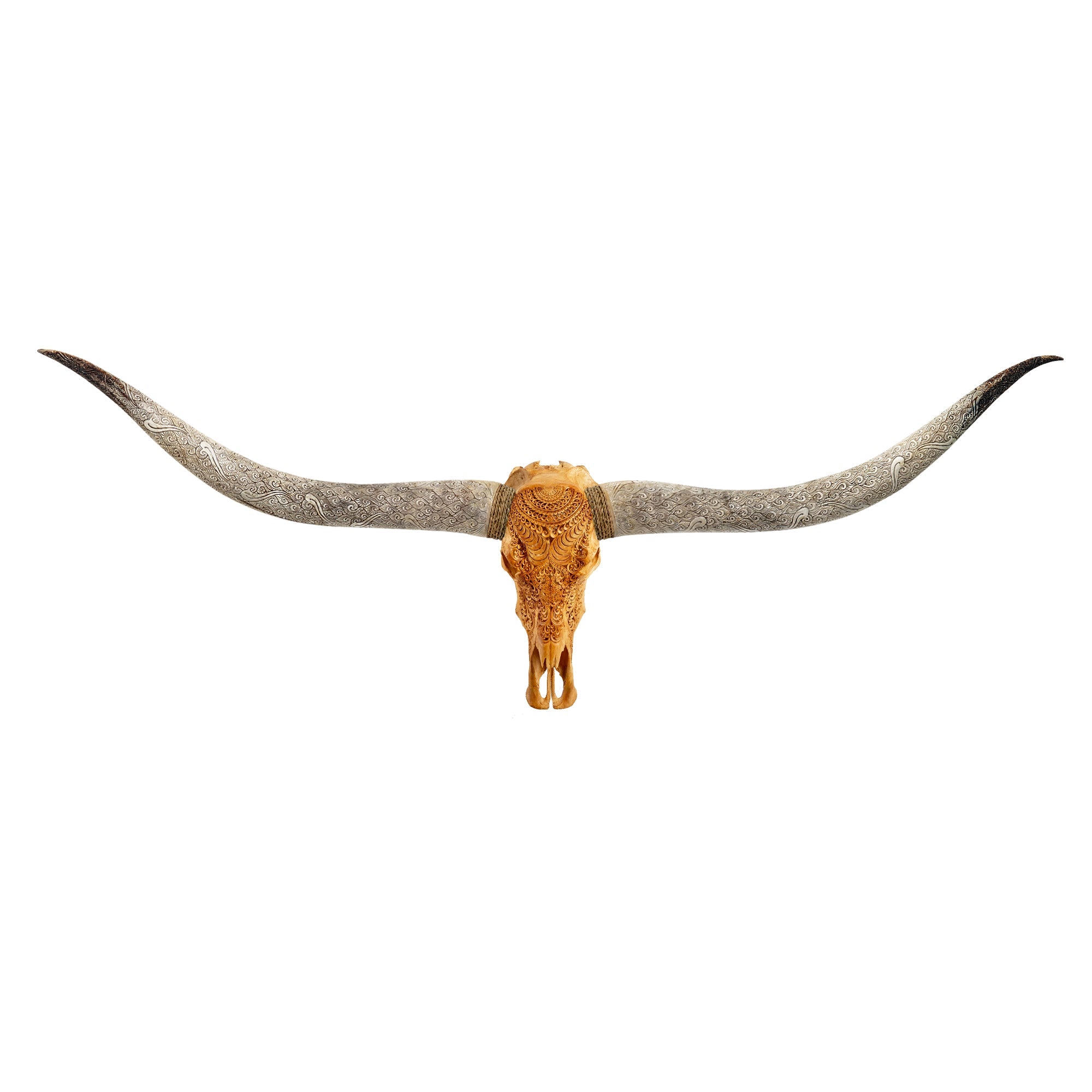 Hand Carved Longhorn Skull // XL Horns - Antique Boho