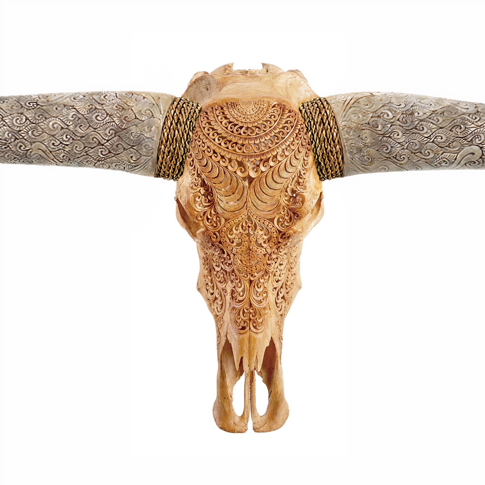Hand Carved Longhorn Skull // XL Horns - Antique Boho