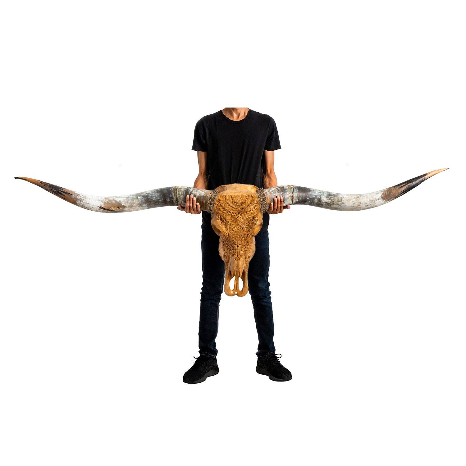 Hand Carved Longhorn Skull // XL Horns - Antique Boho