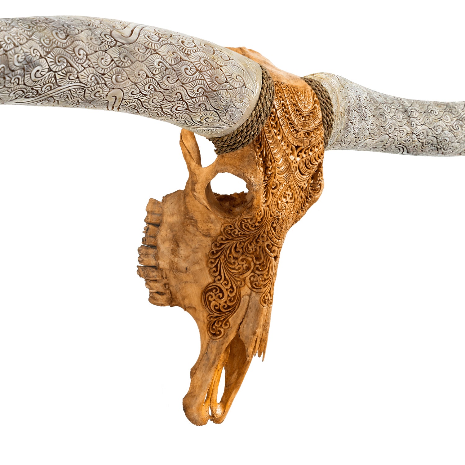 Hand Carved Longhorn Skull // XL Horns - Antique Boho