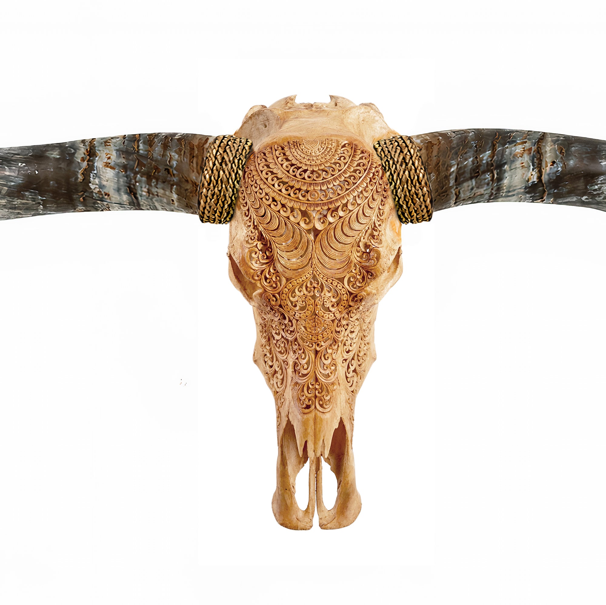 Hand Carved Longhorn Skull // XL Horns - Antique Boho