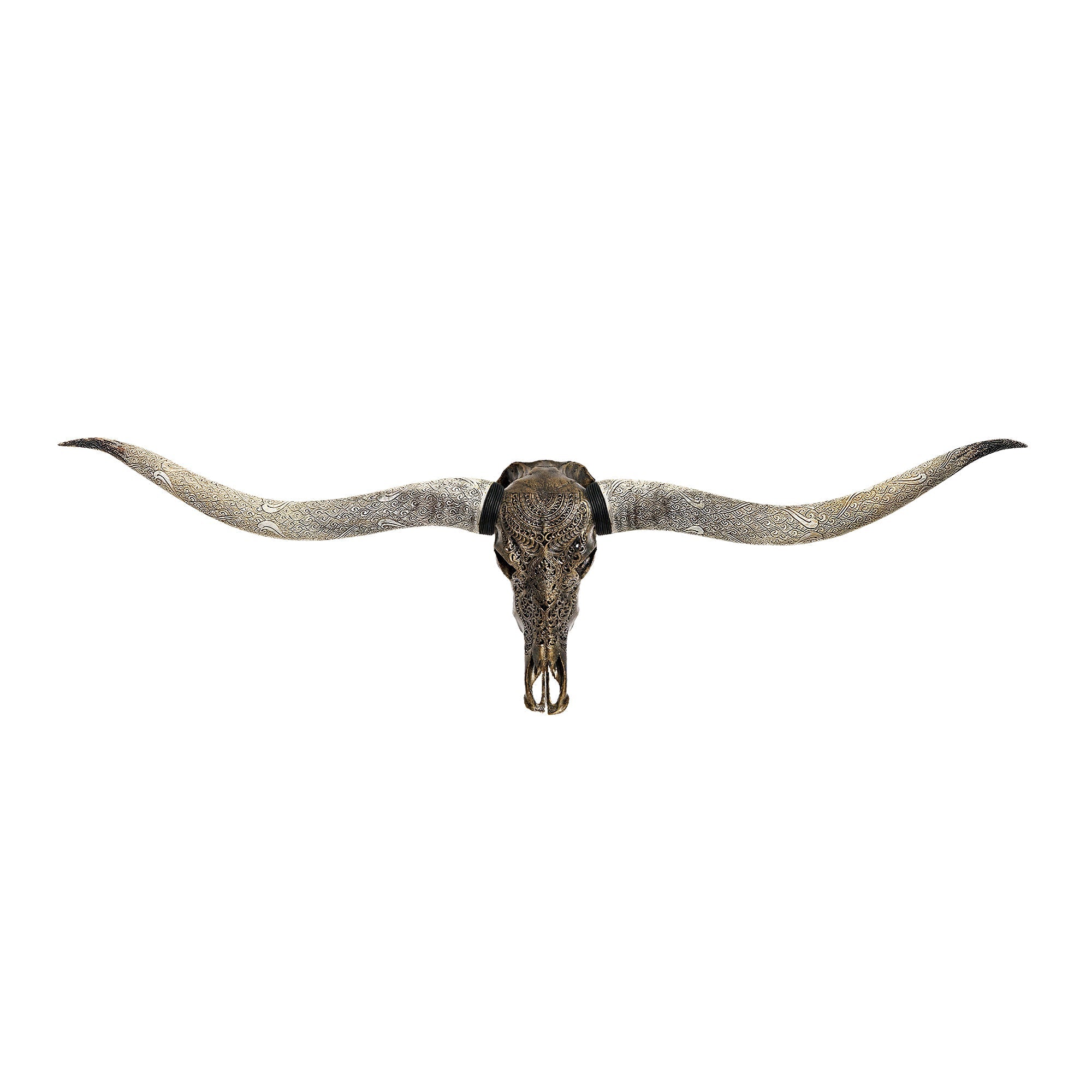 Hand Carved Longhorn Skull // XL Horns - Antique Bronze Boho // Metallic Finish