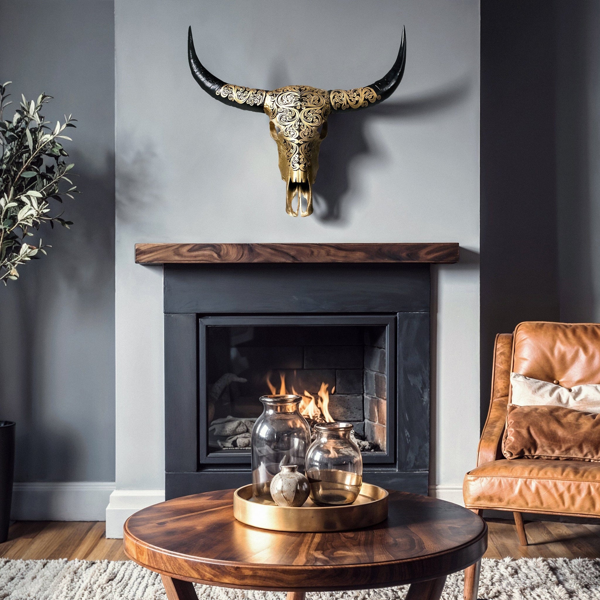 Buffalo Skull - Oriental Gold Metallic