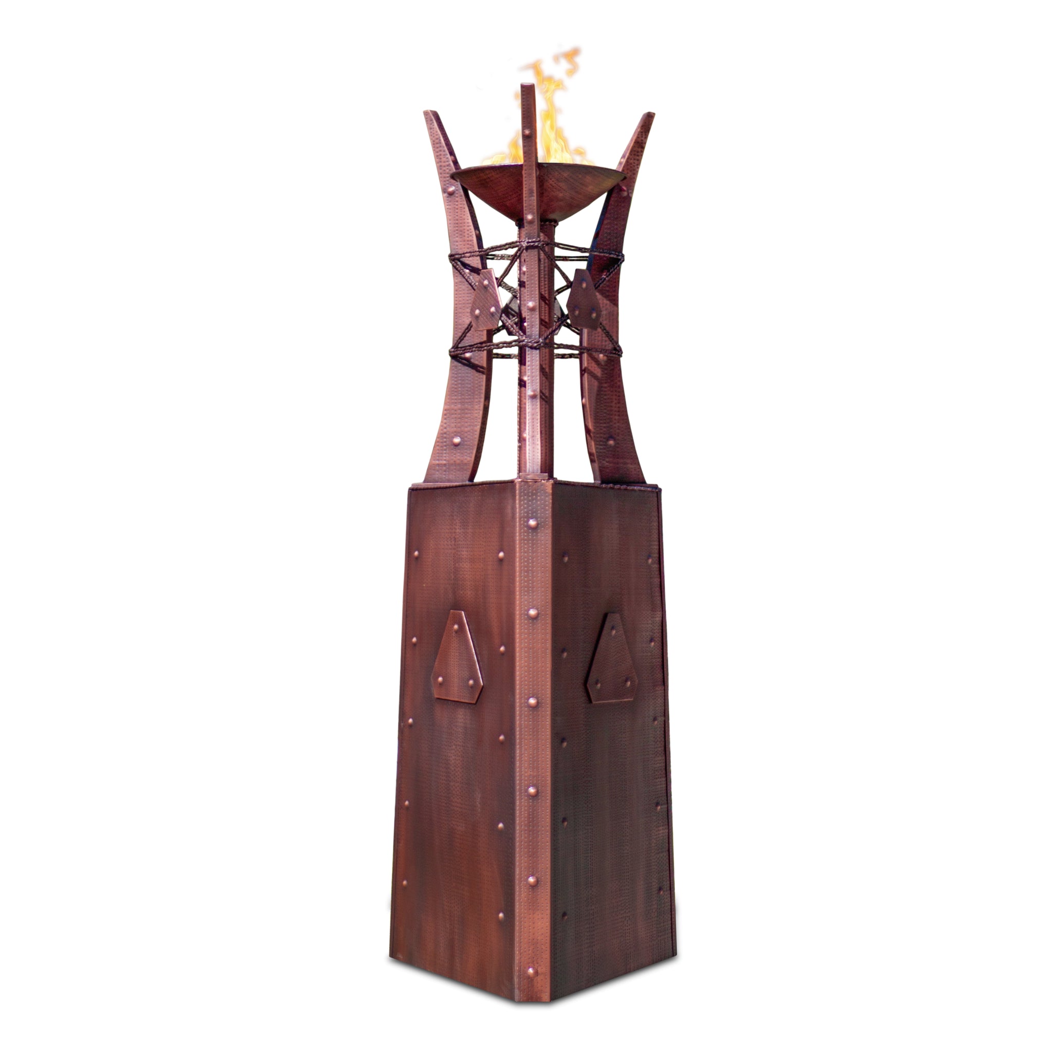Bastille Triangular Fire Tower - Hammered Copper - 24"