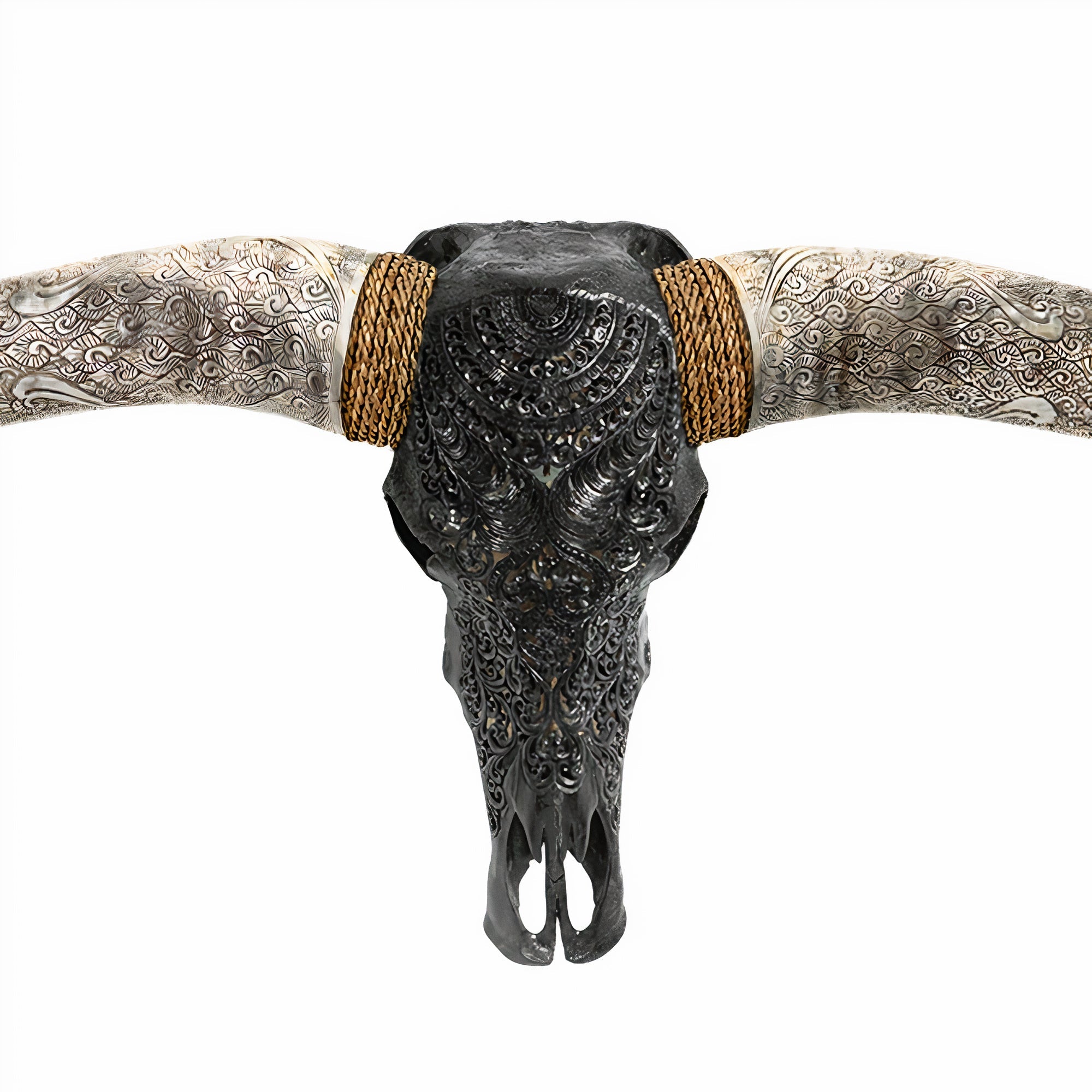 Hand Carved Longhorn Skull // XL Horns - Black Boho