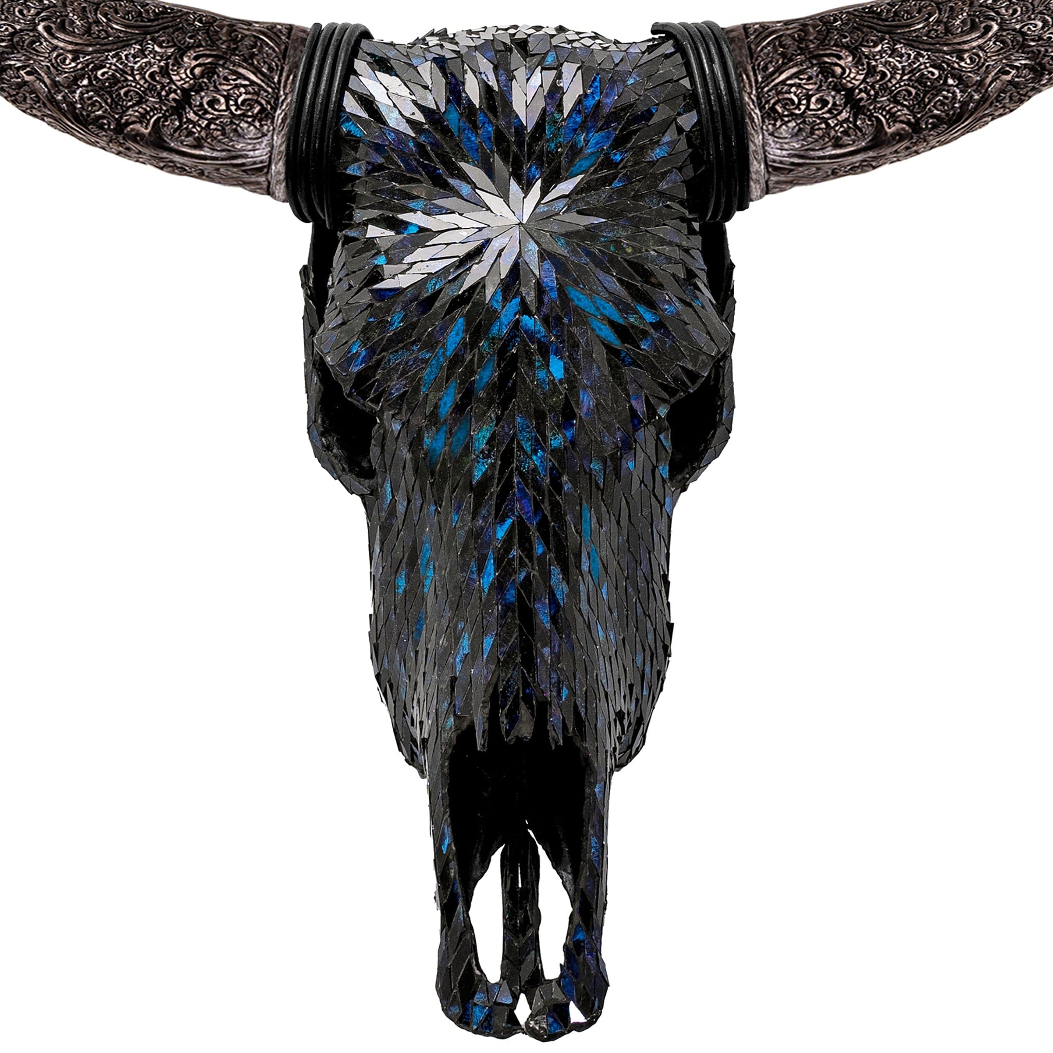Cow Skull - Blue Mirror // Mosaic Finish