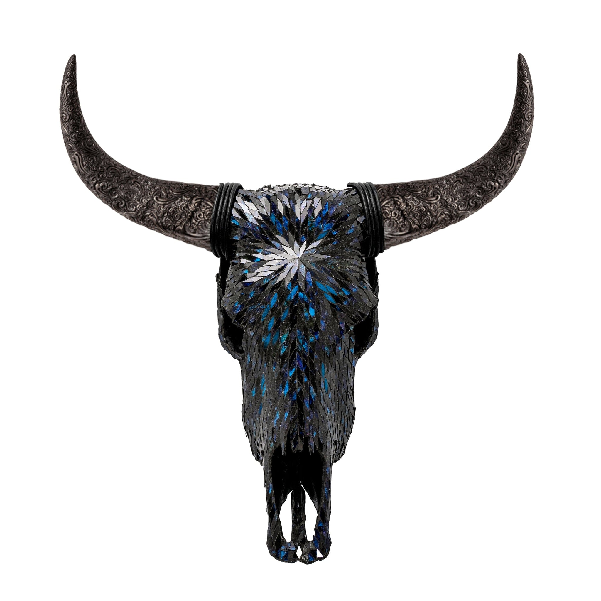 Cow Skull - Blue Mirror // Mosaic Finish