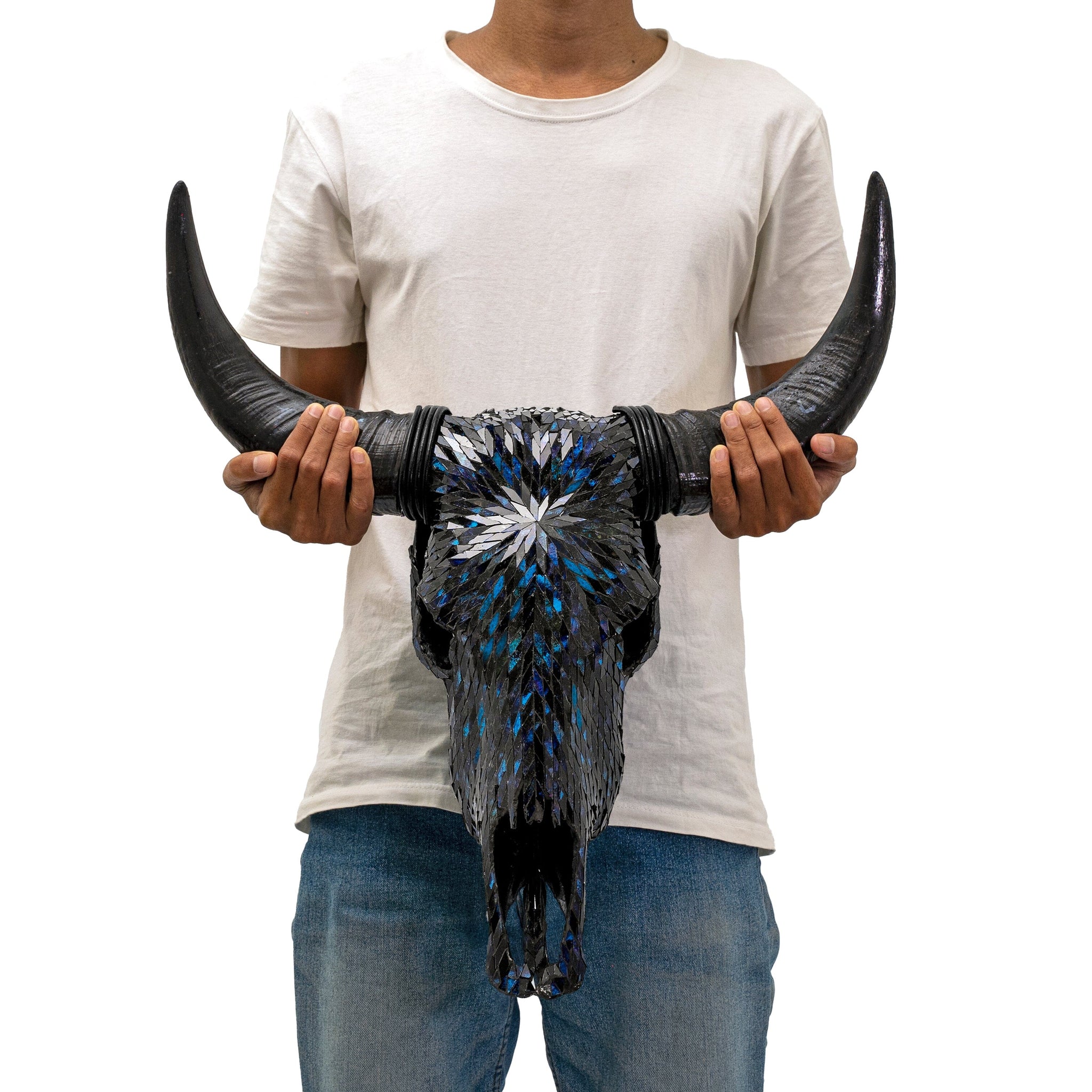 Cow Skull - Blue Mirror // Mosaic Finish