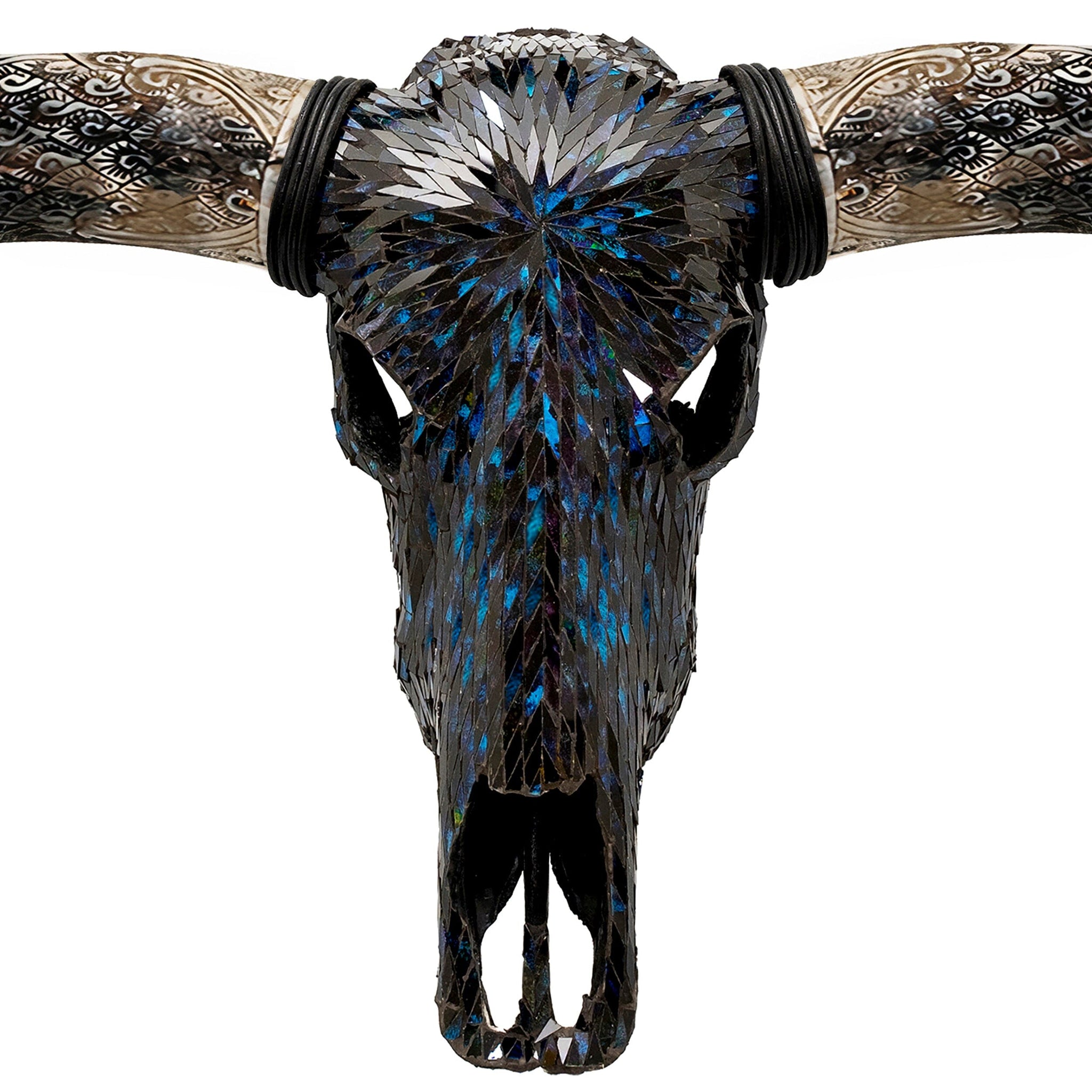Longhorn Skull - Blue Mirror // Mosaic Finish