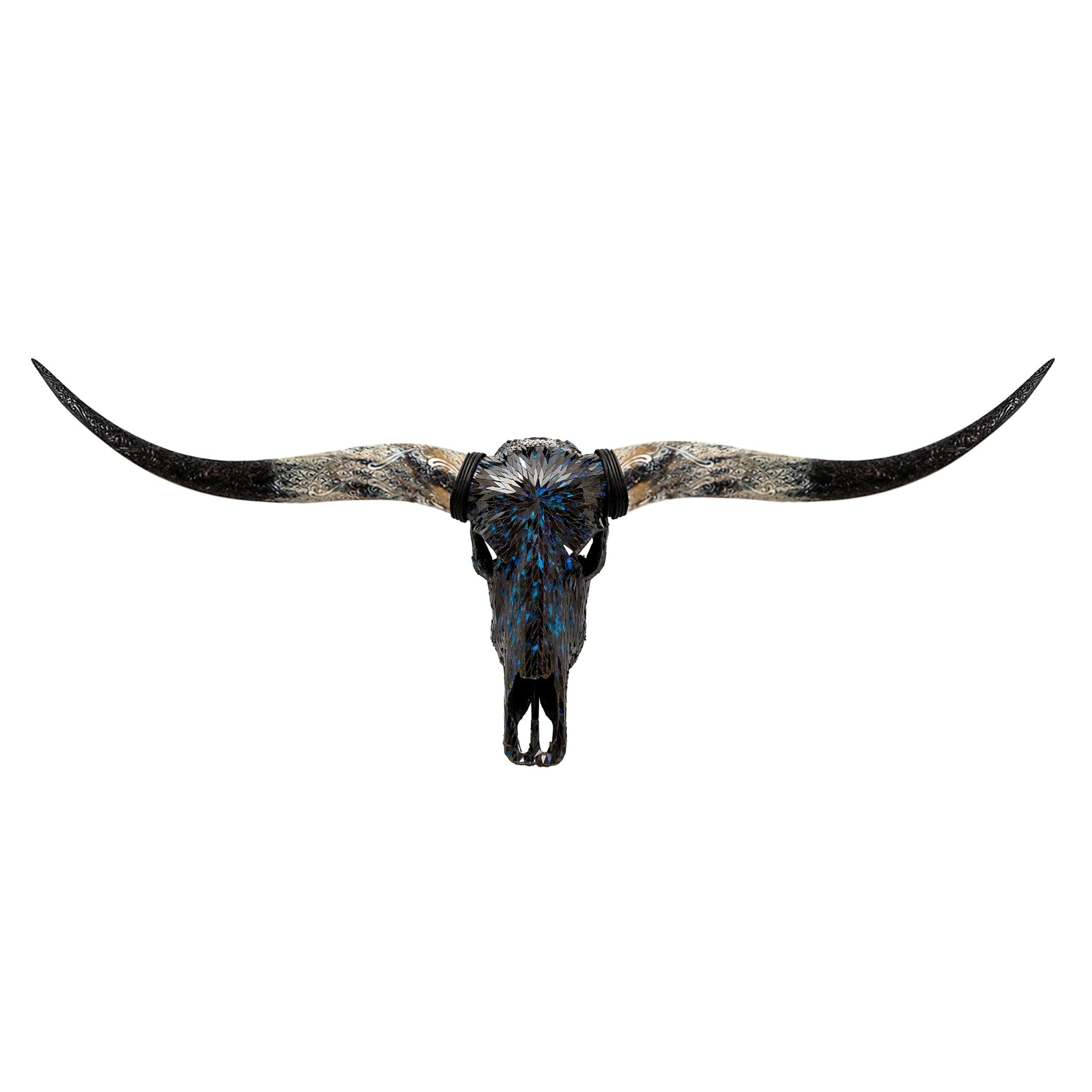 Longhorn Skull - Blue Mirror // Mosaic Finish