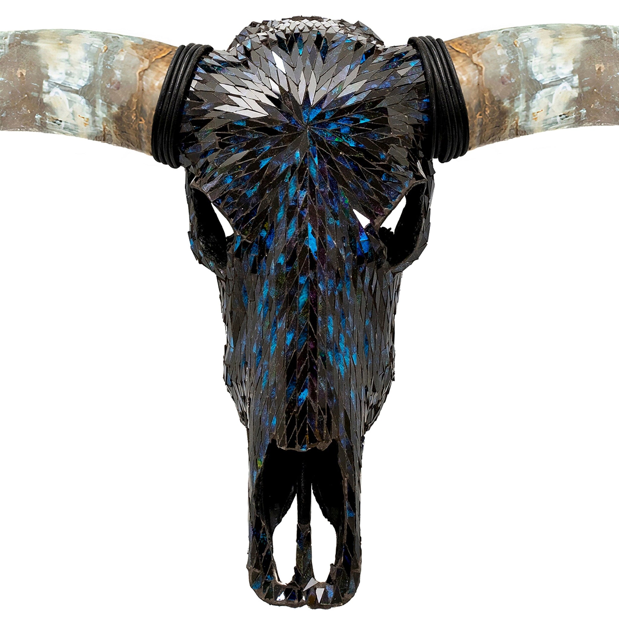 Longhorn Skull - Blue Mirror // Mosaic Finish