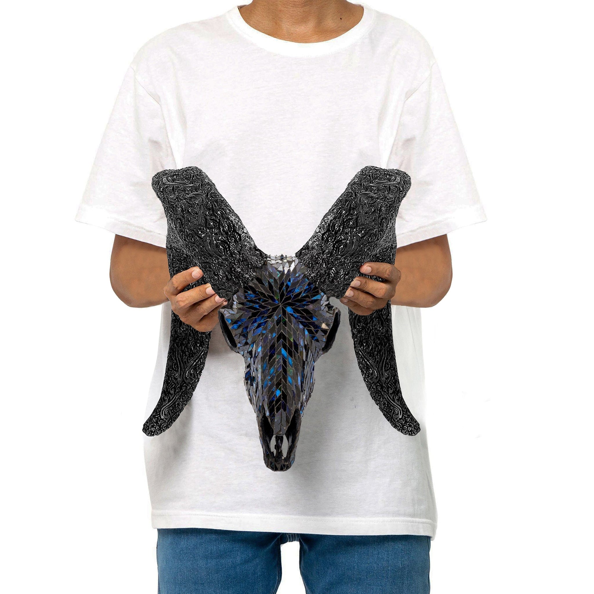 Ram Skull - Blue Mirror // Mosaic Finish