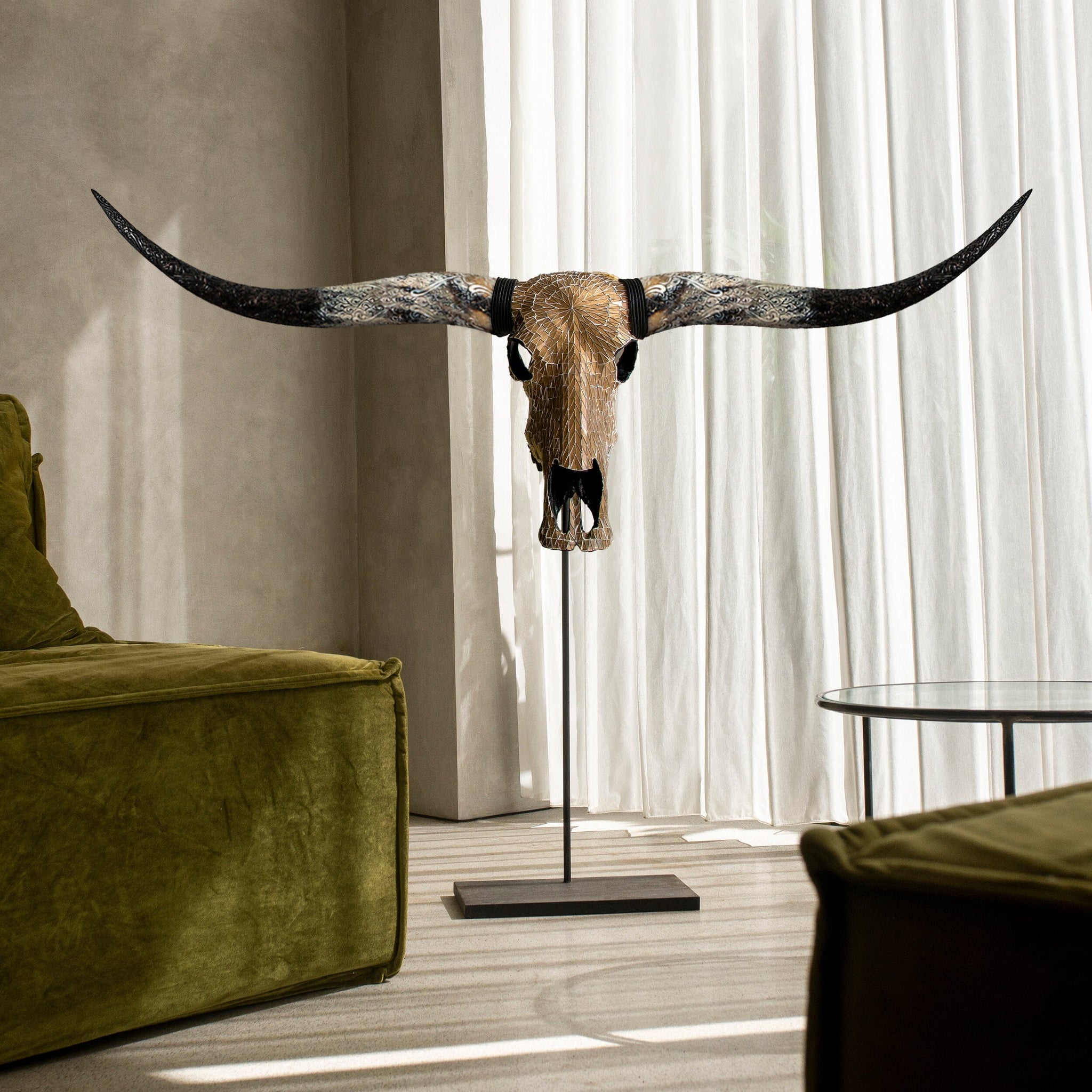 Longhorn Skull - Mocha Mirror // Mosaic Finish