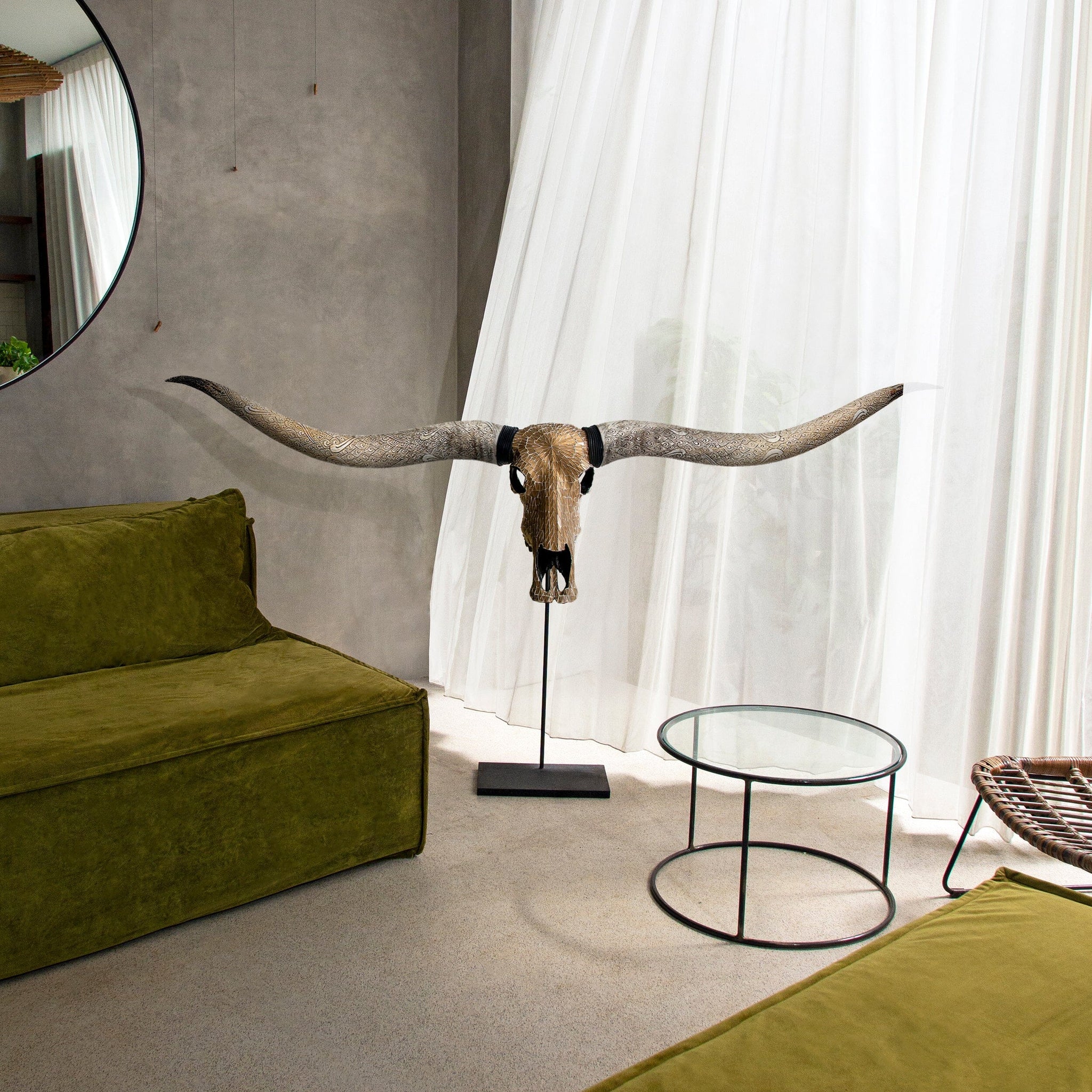 Longhorn Skull // XL Horns - Mocha Mirror // Mosaic Finish