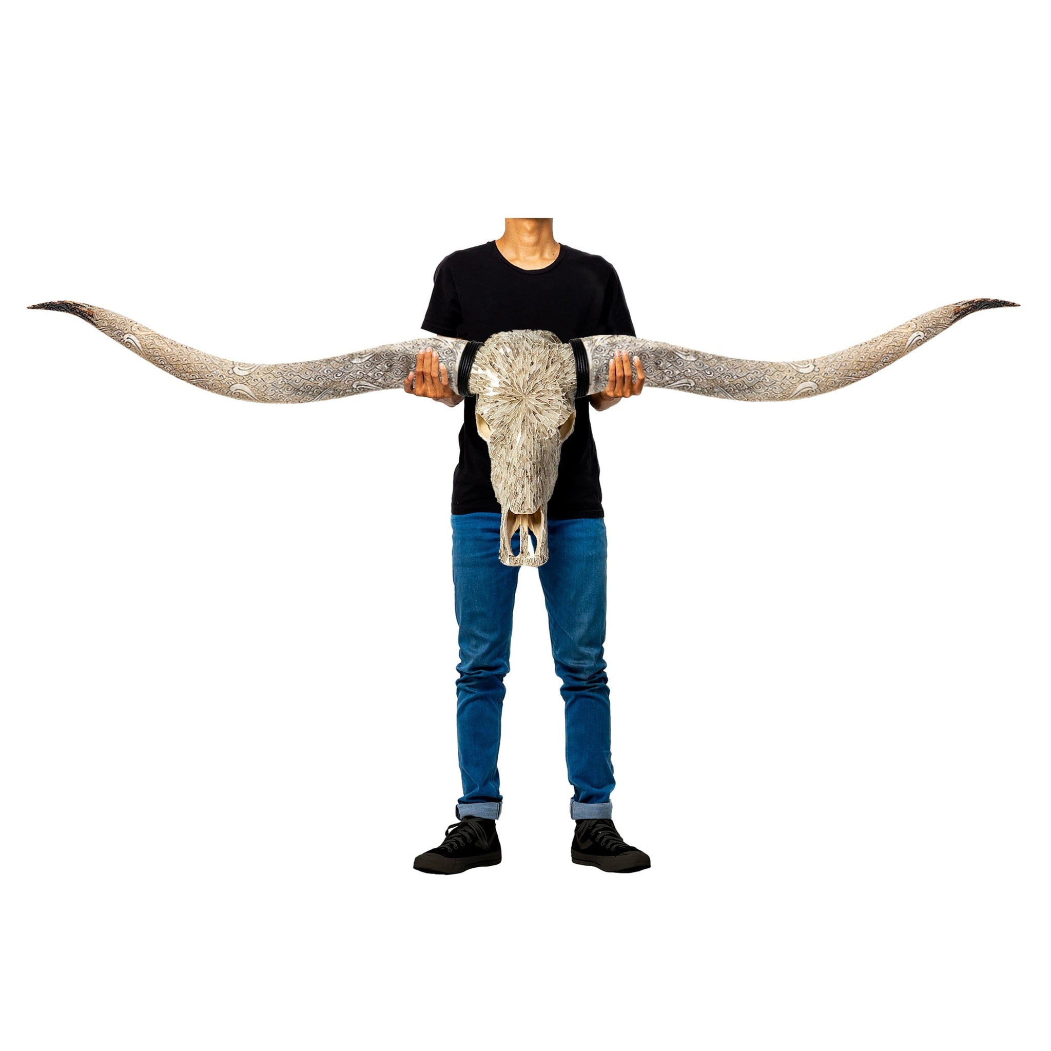 Longhorn Skull // XL Horns - Beige Mirror // Mosaic Finish