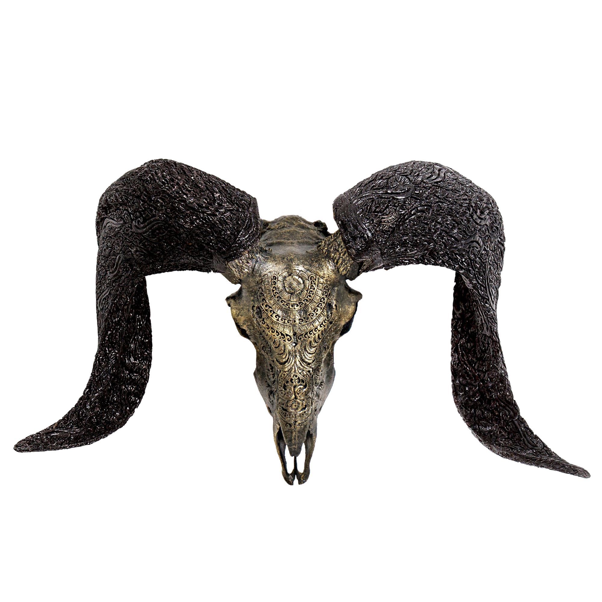 Hand Carved Ram Skull - Boho Tribal // Metallic Finish