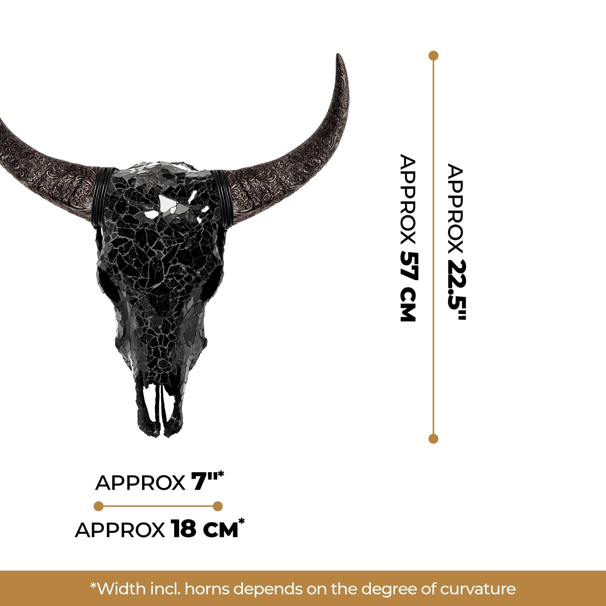 Cow Skull -  Black Mirror // Mosaic Finish
