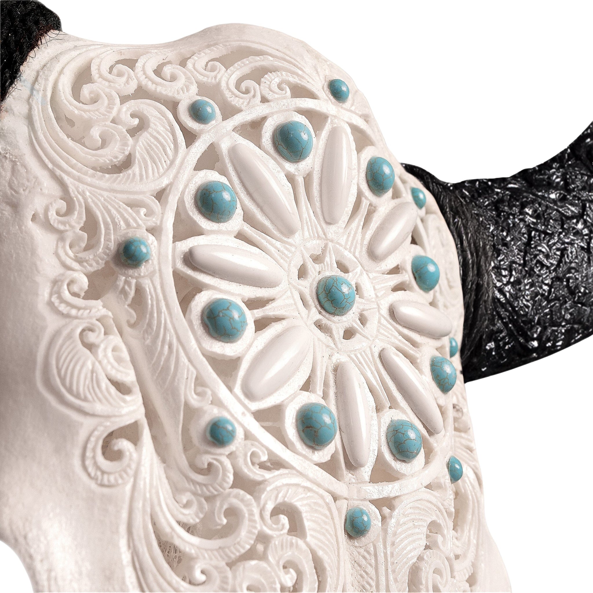Hand Carved Cow Skull - Turquoise Dreaming