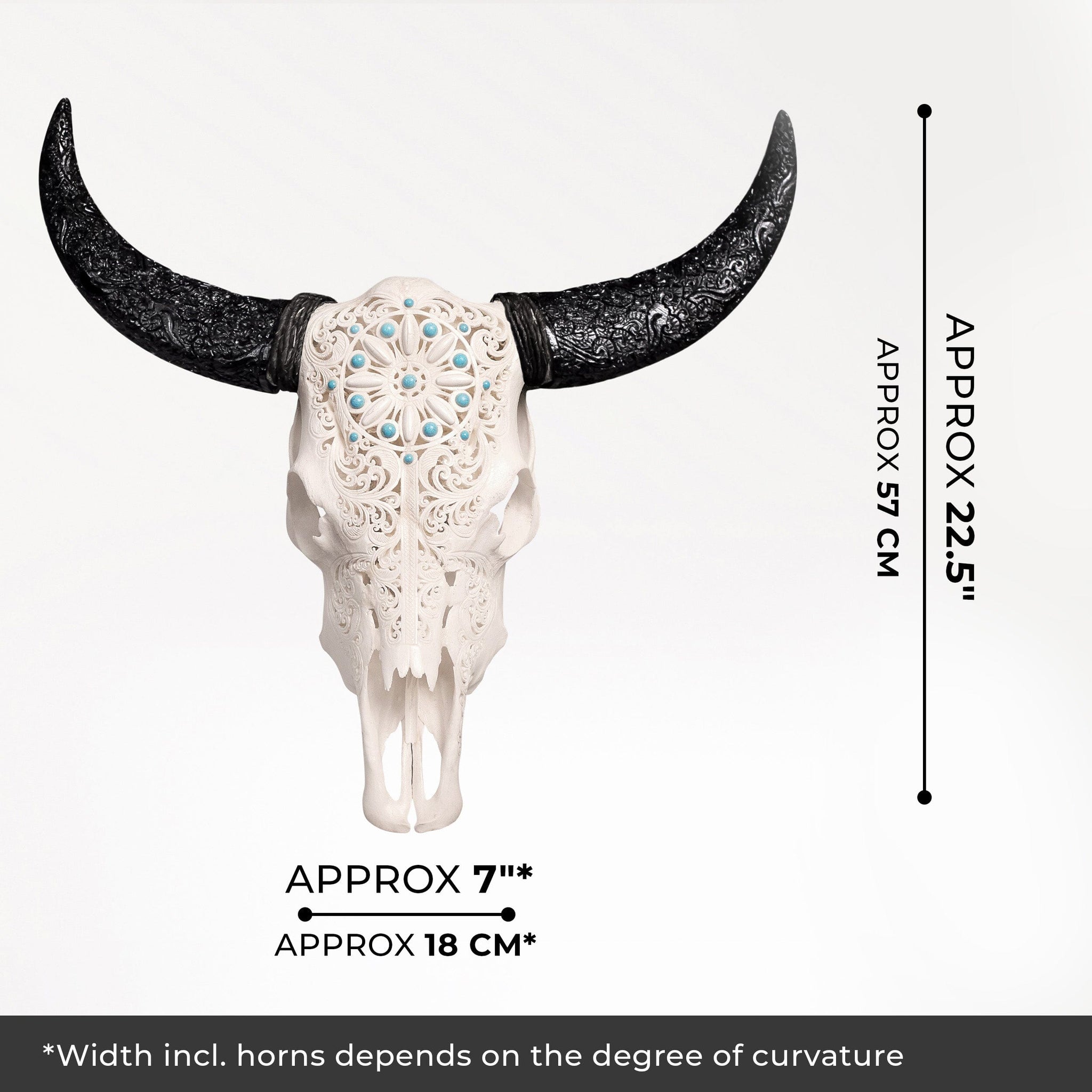 Hand Carved Cow Skull - Turquoise Dreaming