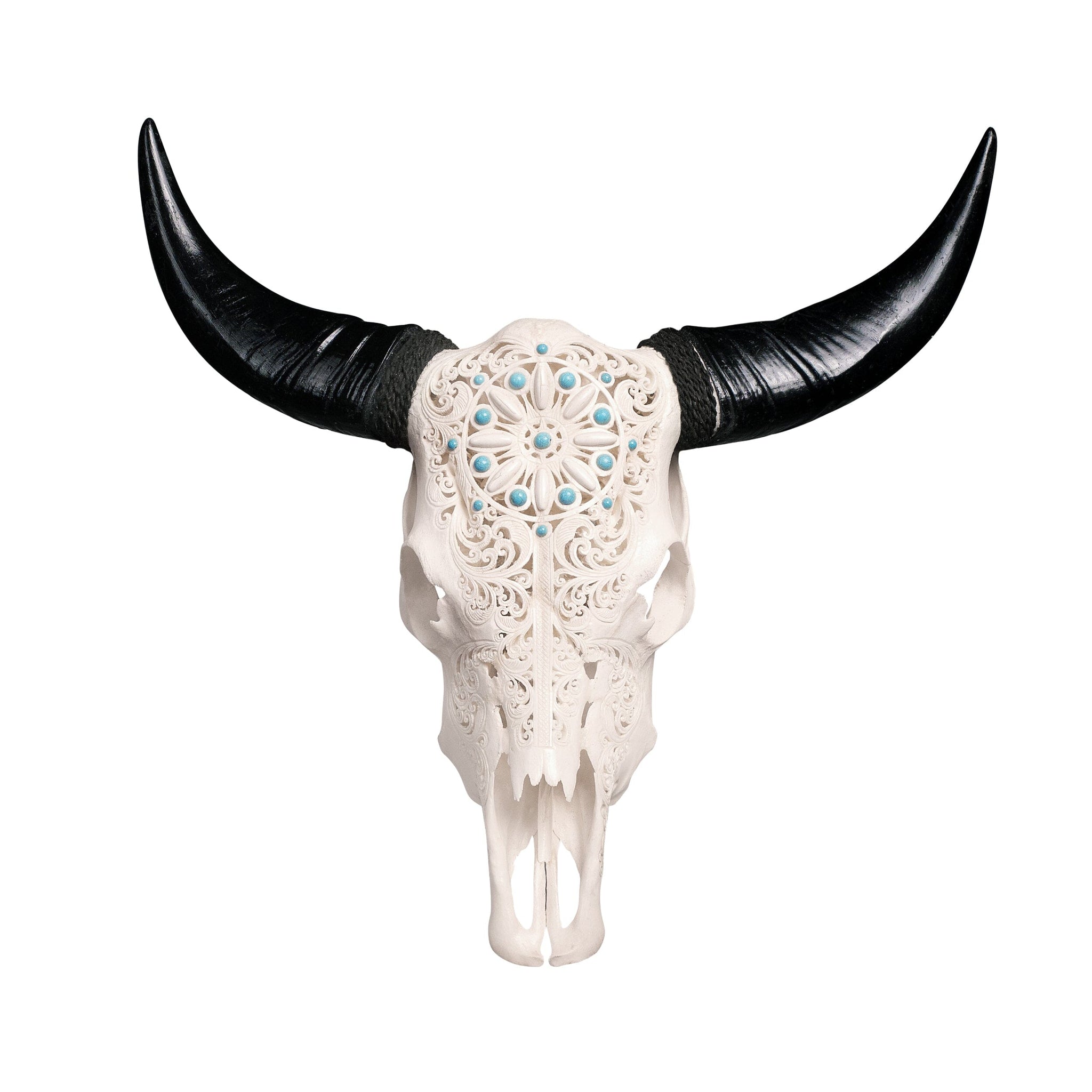 Hand Carved Cow Skull - Turquoise Dreaming