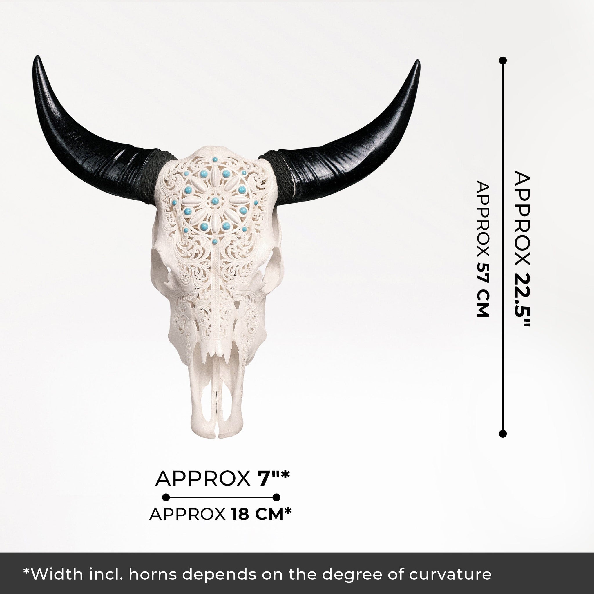 Hand Carved Cow Skull - Turquoise Dreaming