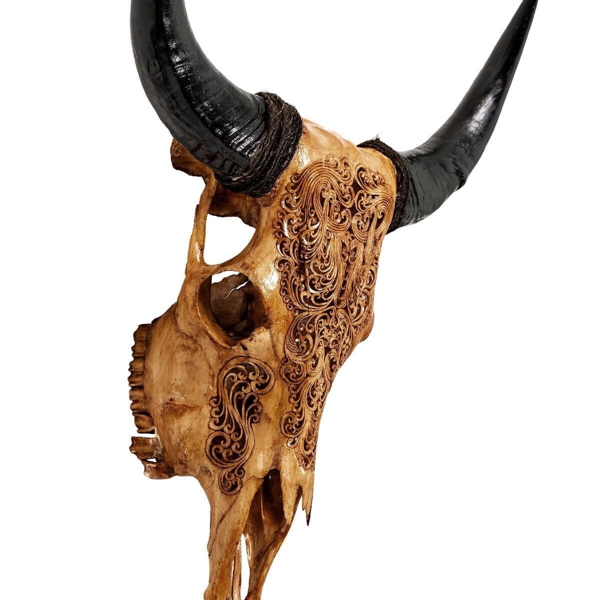 Hand Carved Cow Skull - Antique Titan