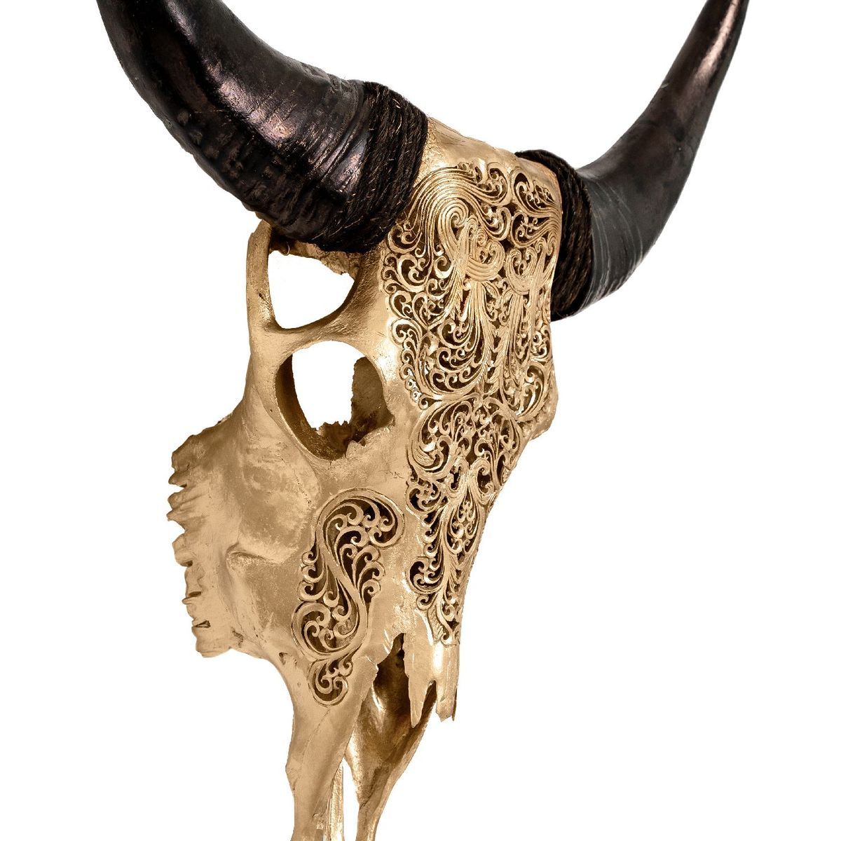 Hand Carved Cow Skull - Golden Titan