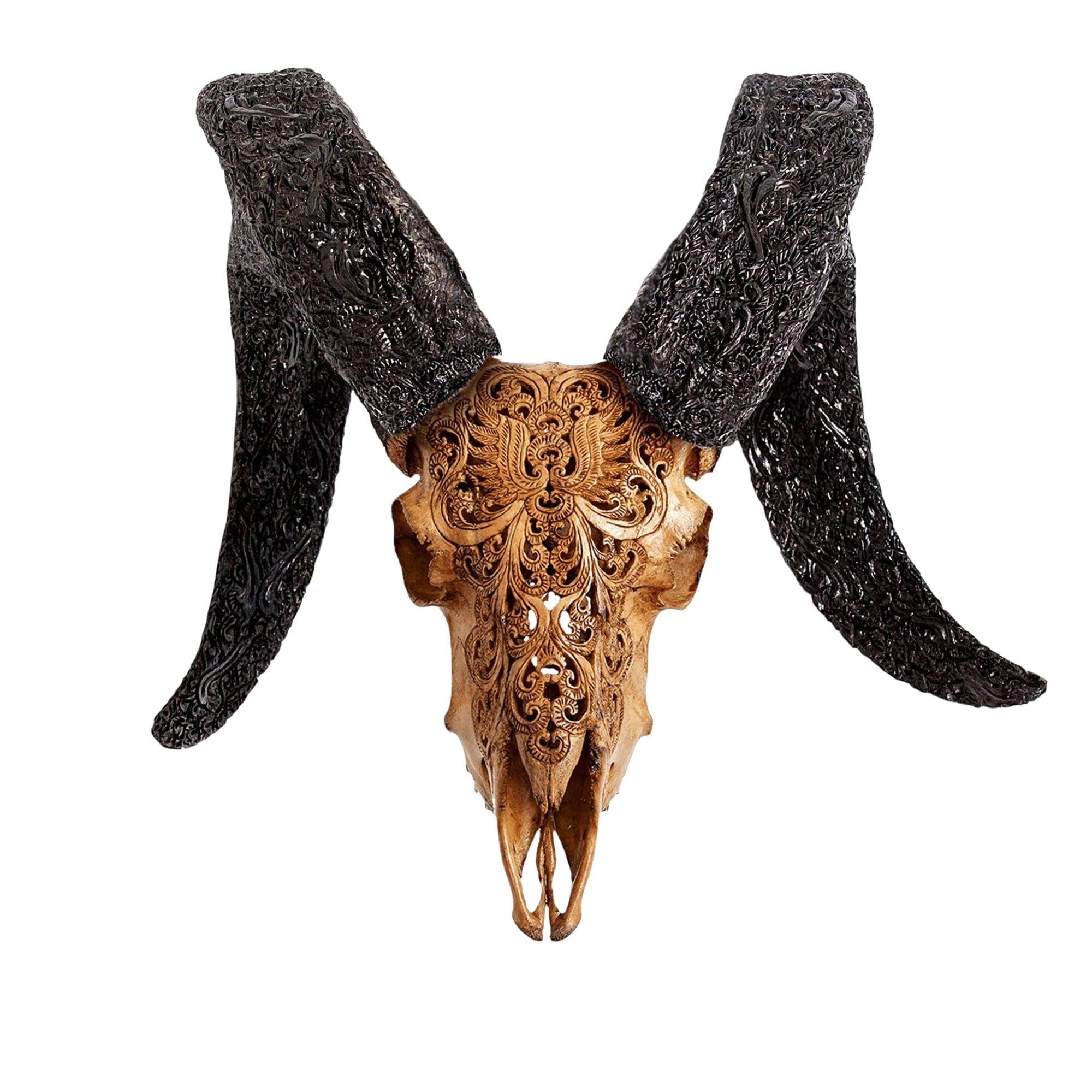 Hand Carved Ram Skull - Antique Phoenix