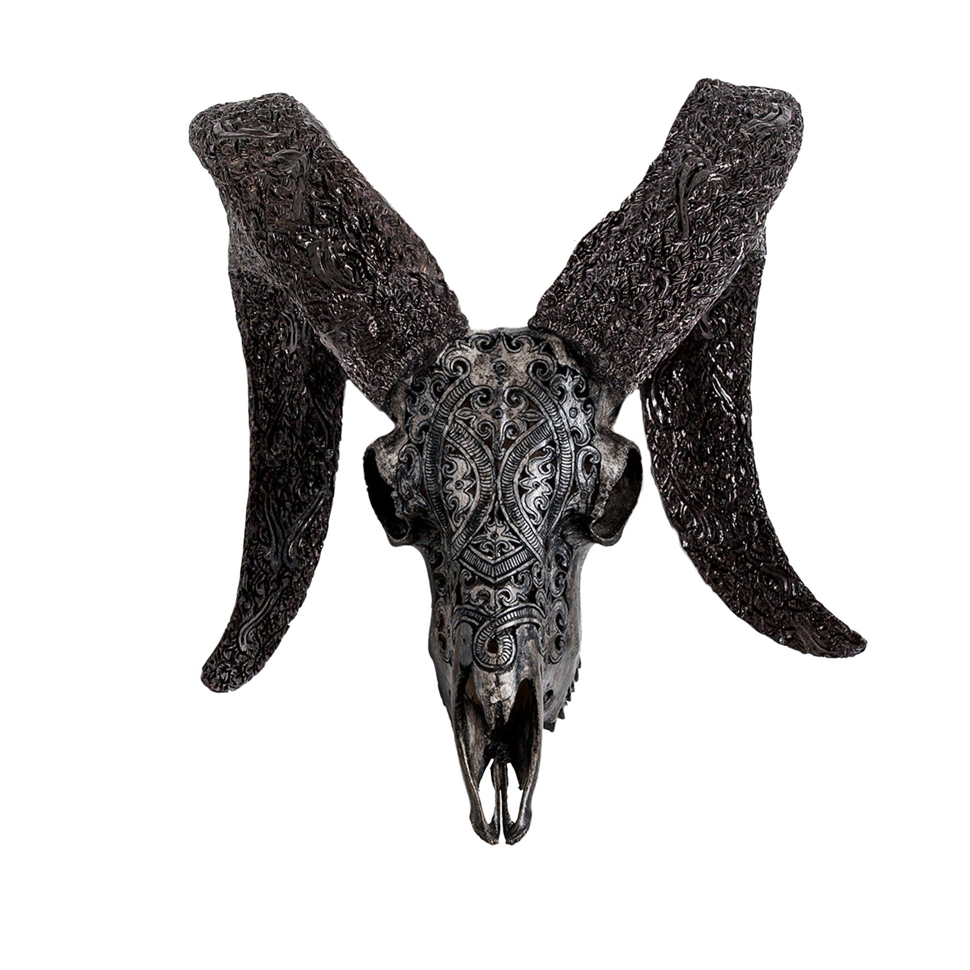 Hand Carved Ram Skull - Gray Phantom