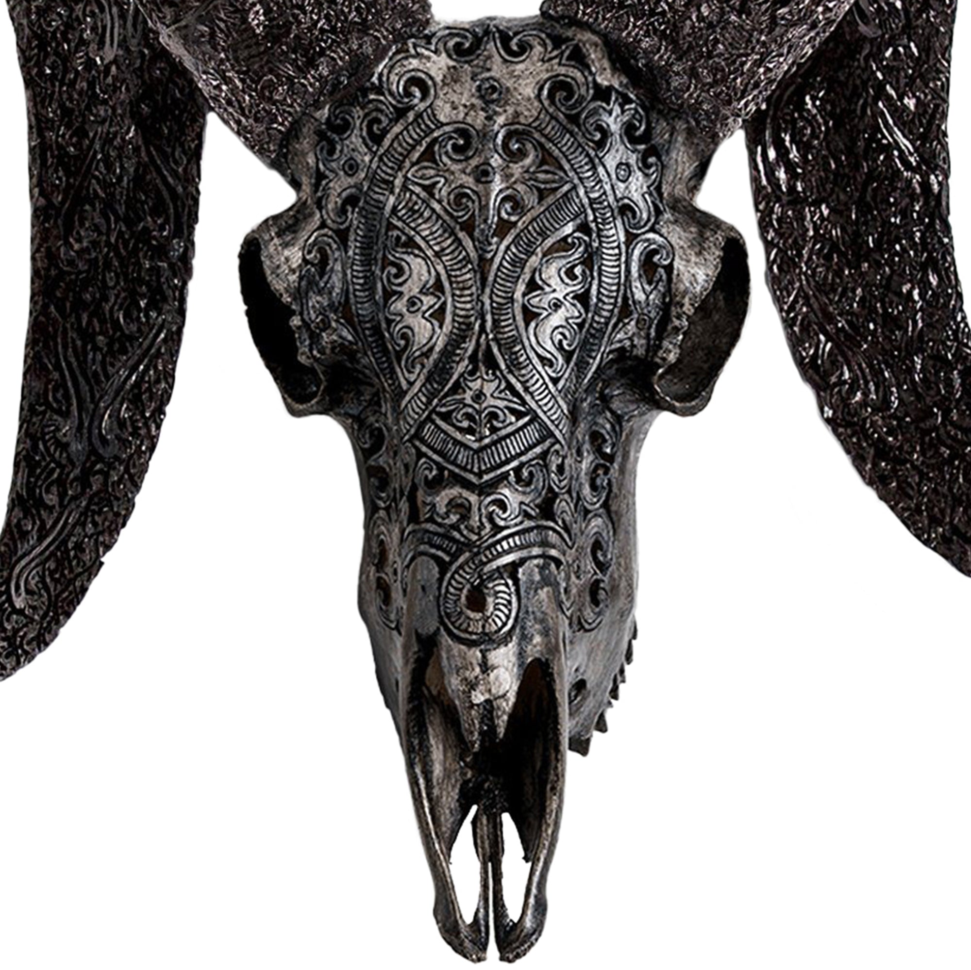 Hand Carved Ram Skull - Gray Phantom