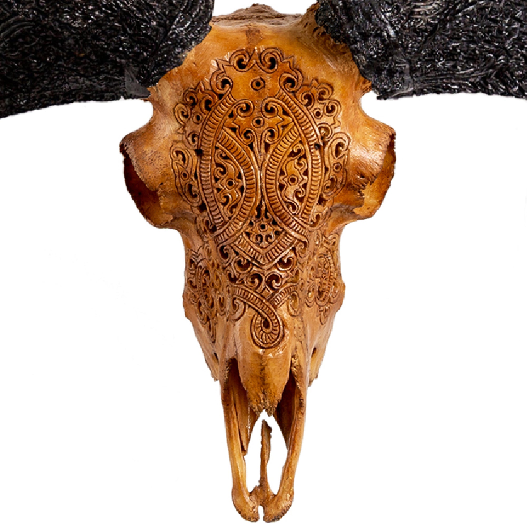 Hand Carved Ram Skull - Antique Phantom