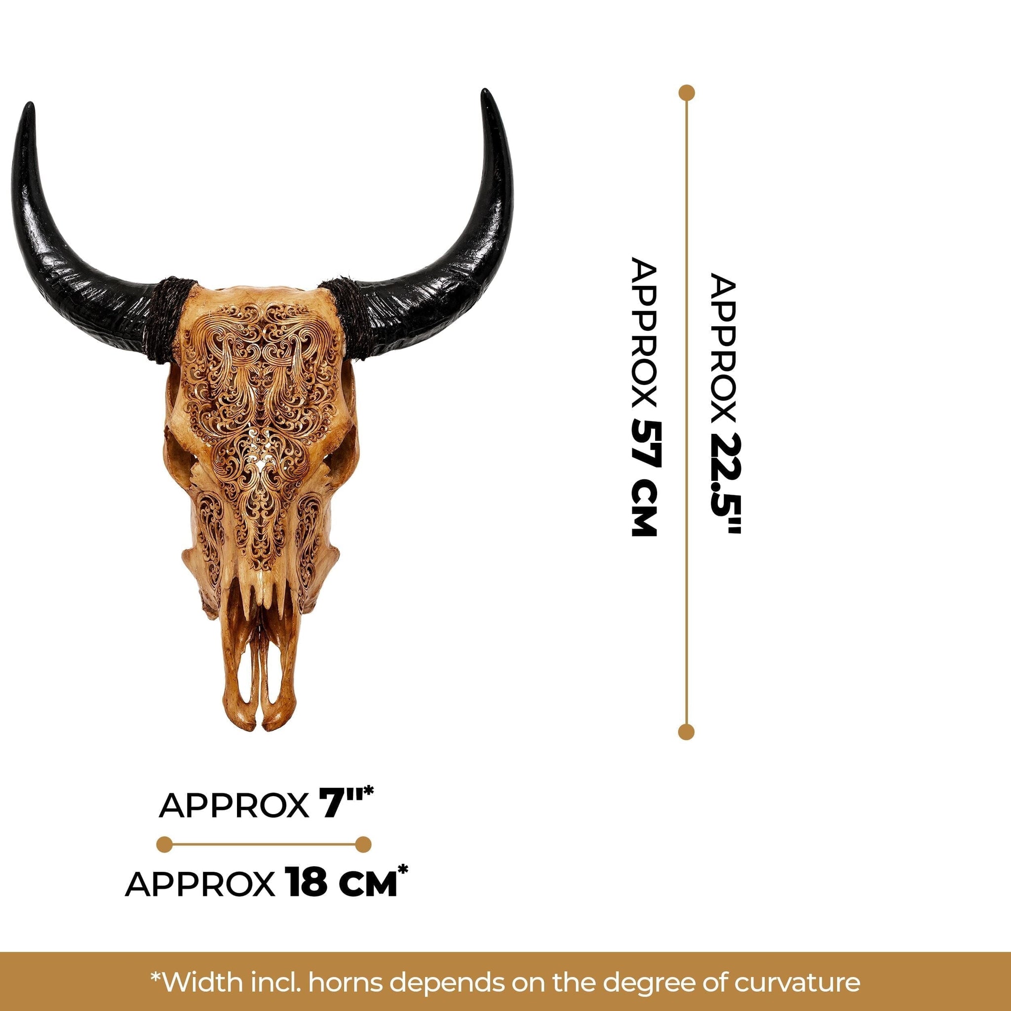 Hand Carved Cow Skull - Antique Titan