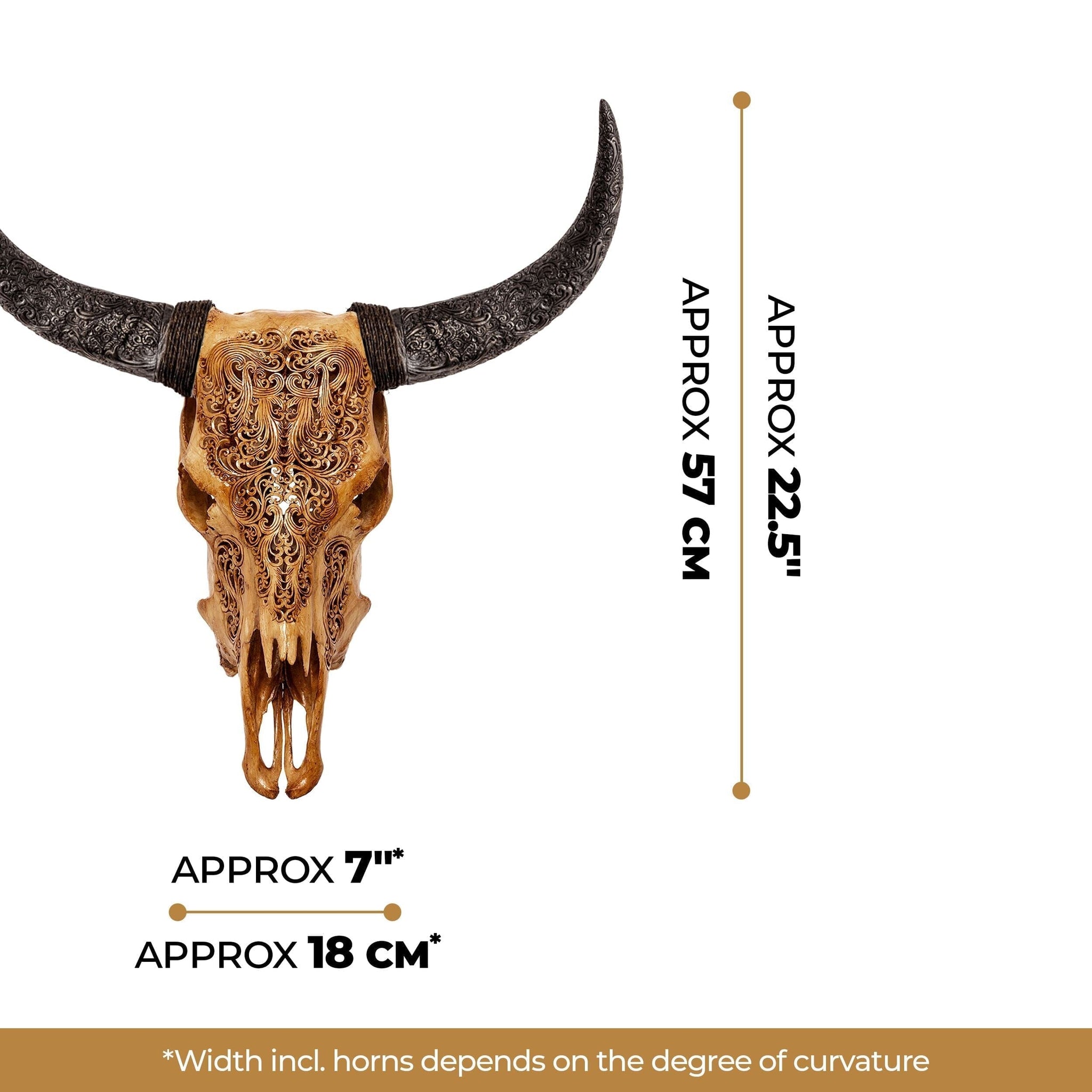 Hand Carved Cow Skull - Antique Titan