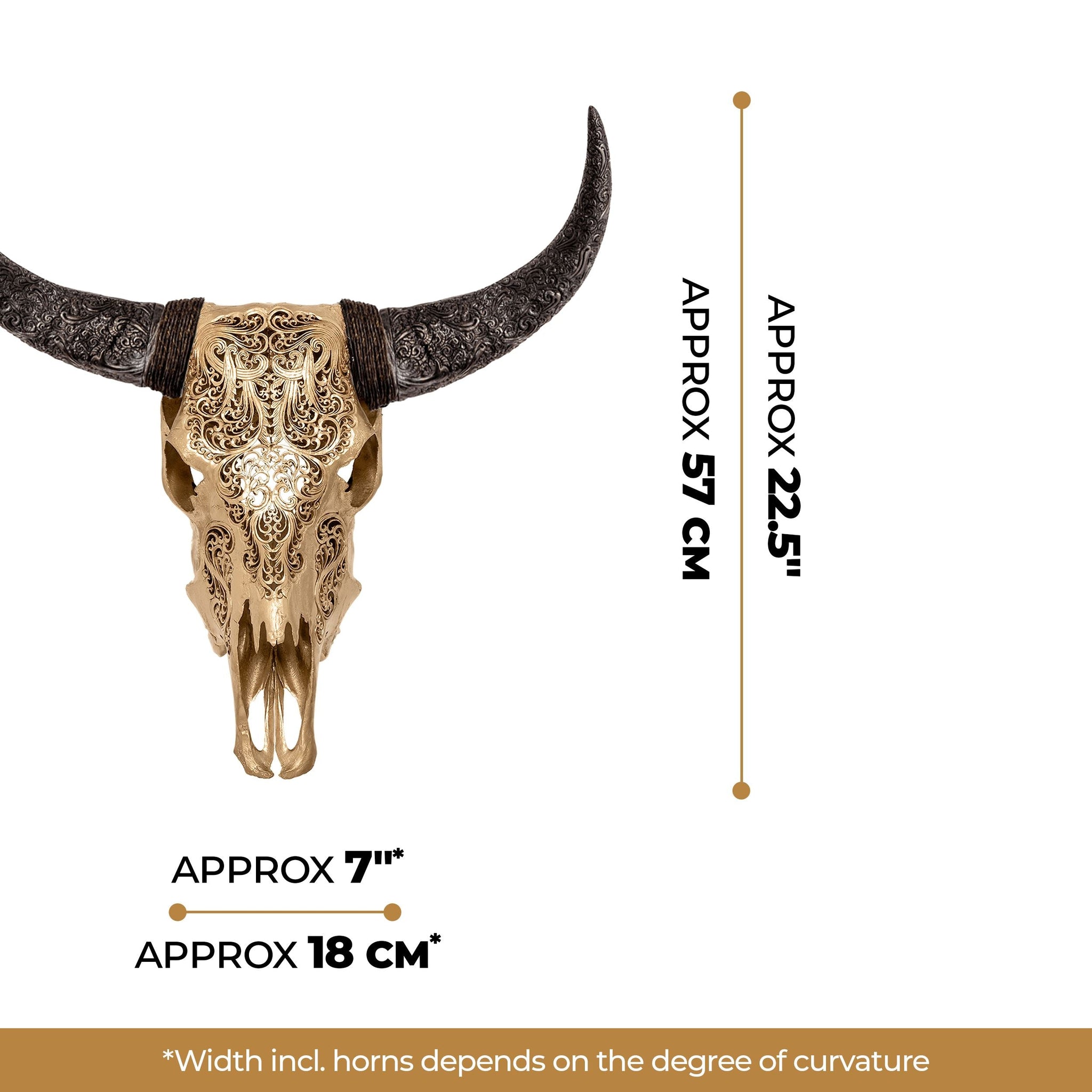 Hand Carved Cow Skull - Golden Titan