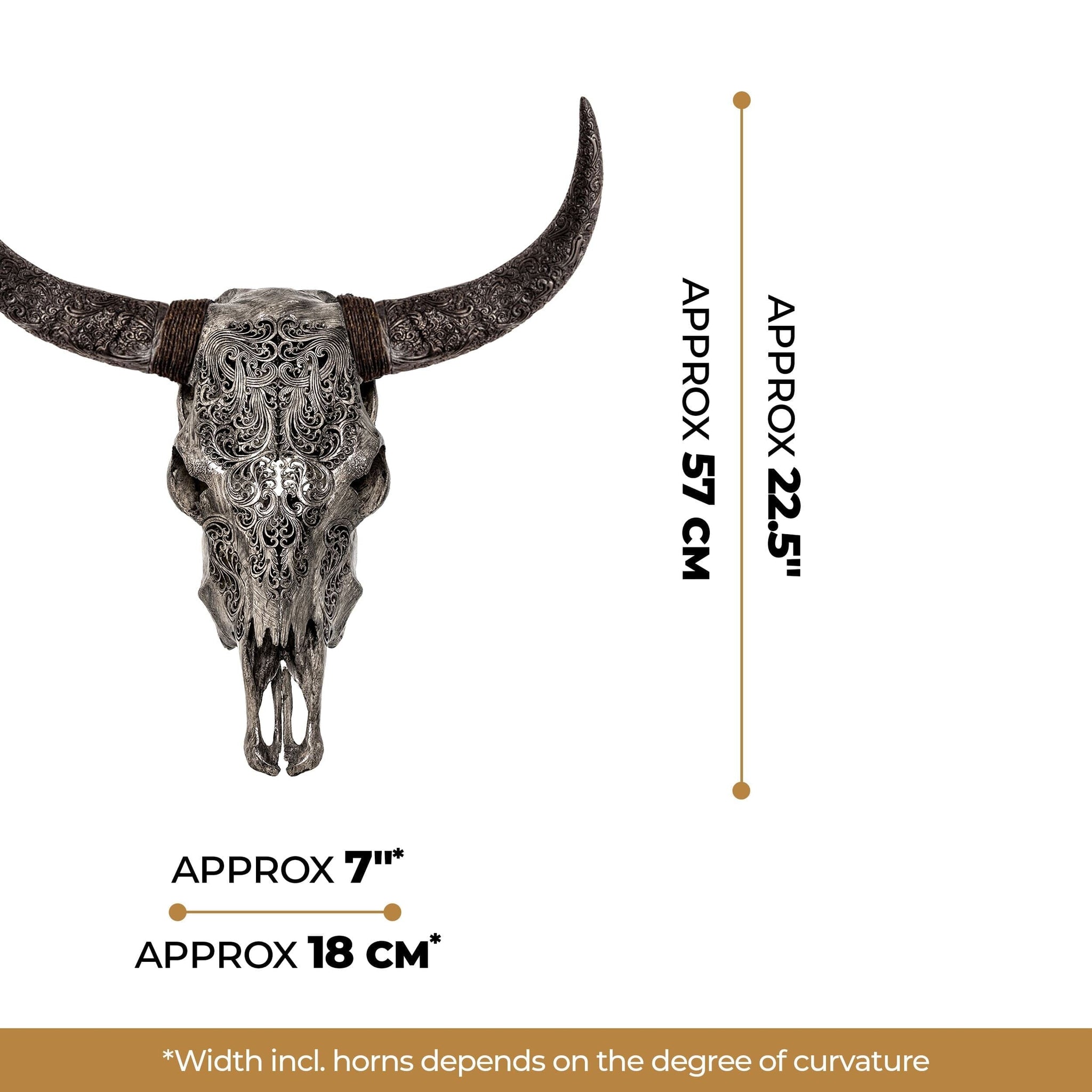 Hand Carved Cow Skull - Gray Titan