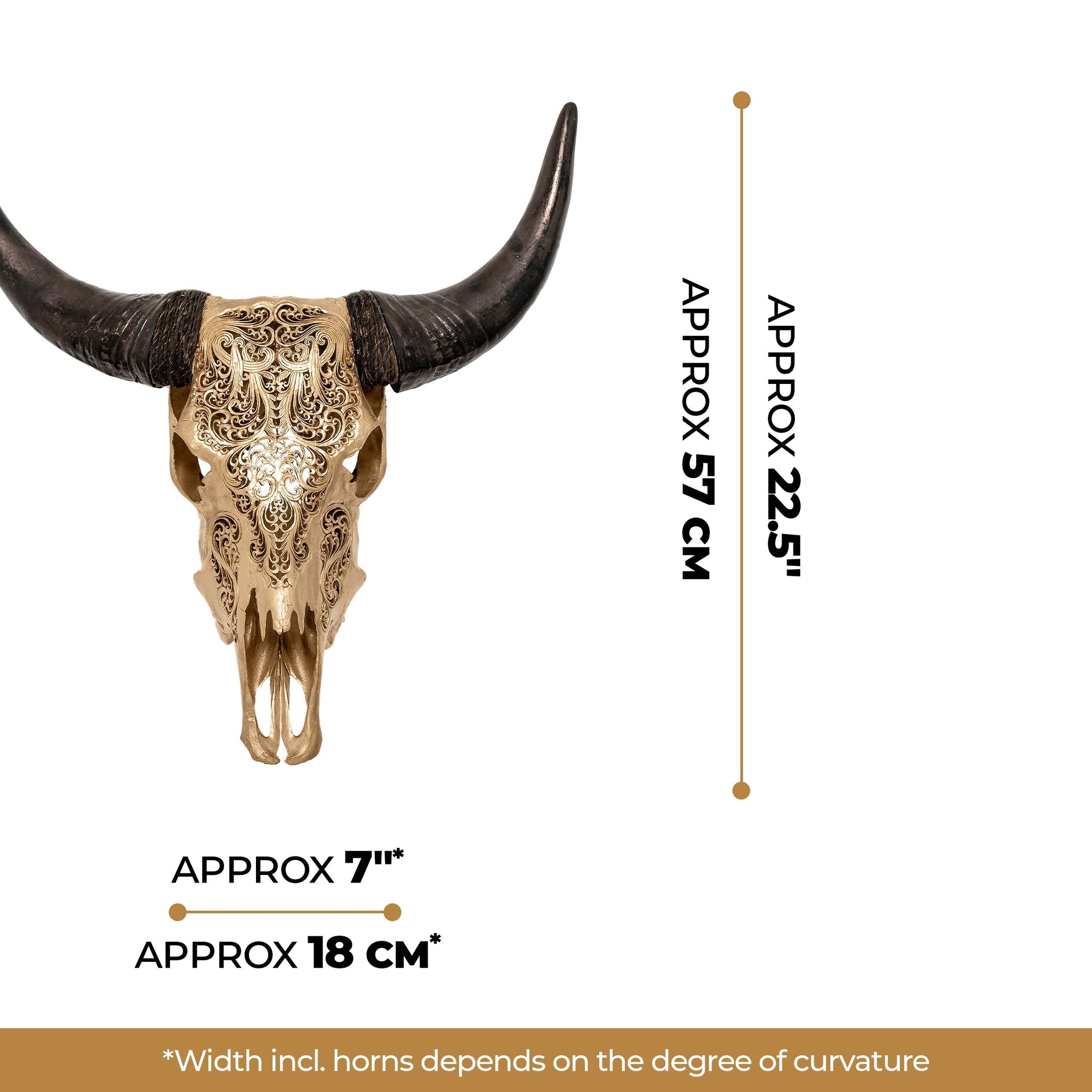 Hand Carved Cow Skull - Golden Titan