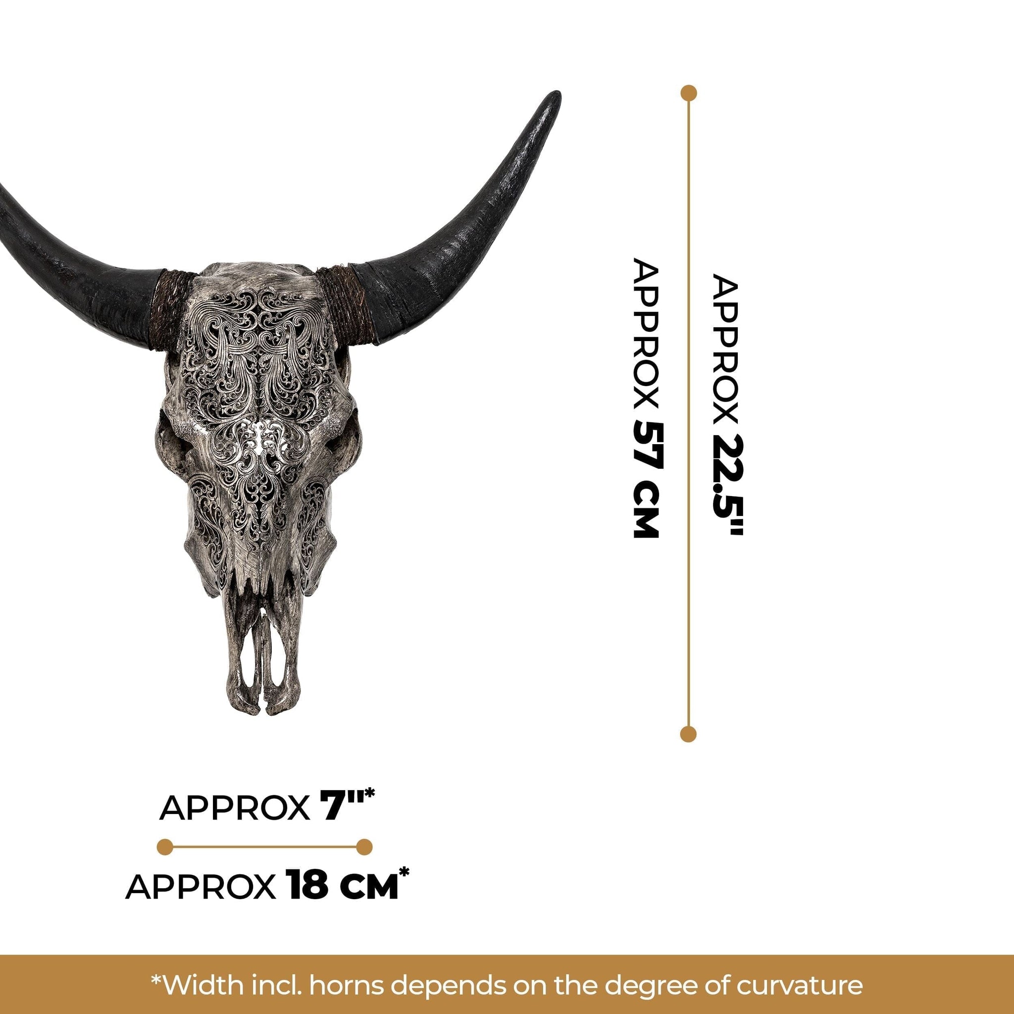 Hand Carved Cow Skull - Gray Titan
