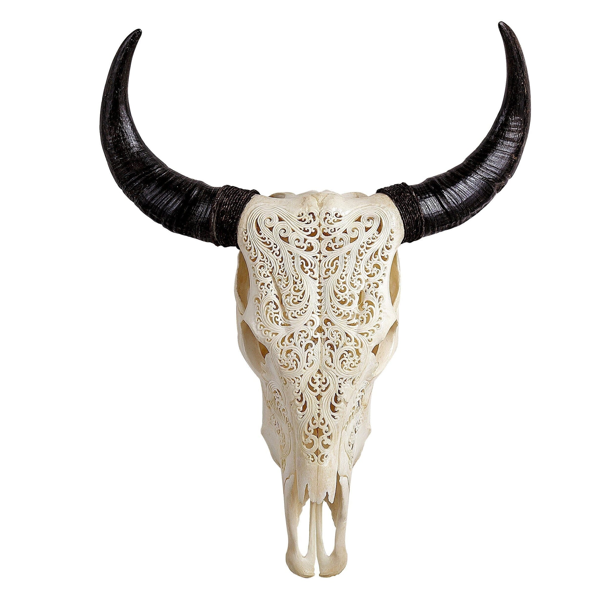 Hand Carved Cow Skull - White Titan