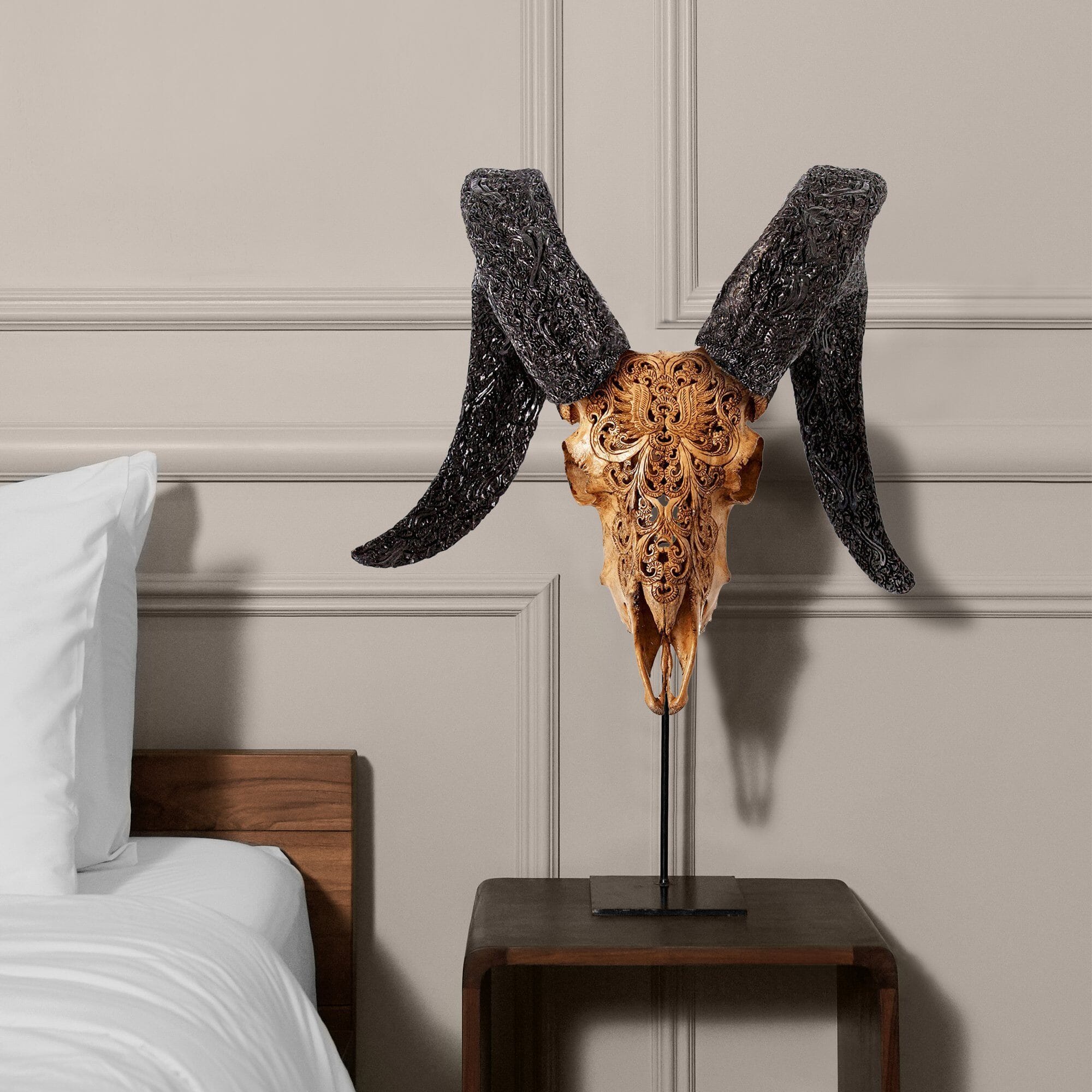 Hand Carved Ram Skull - Antique Phoenix