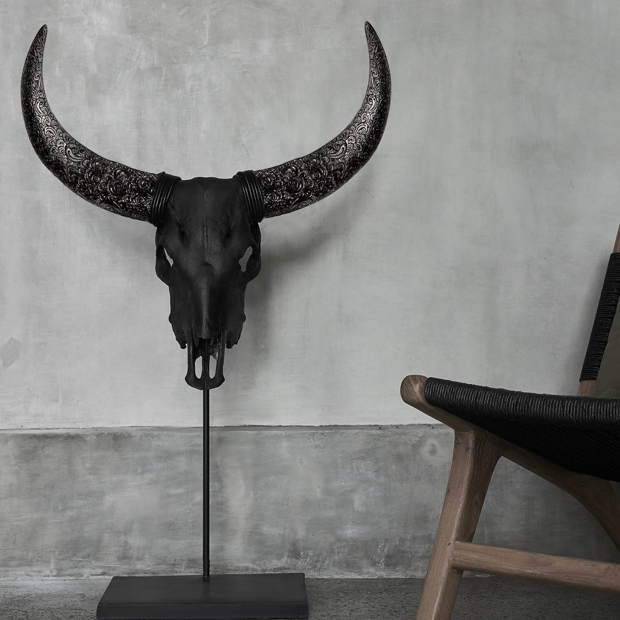 Cow Skull - Matte Black Storm